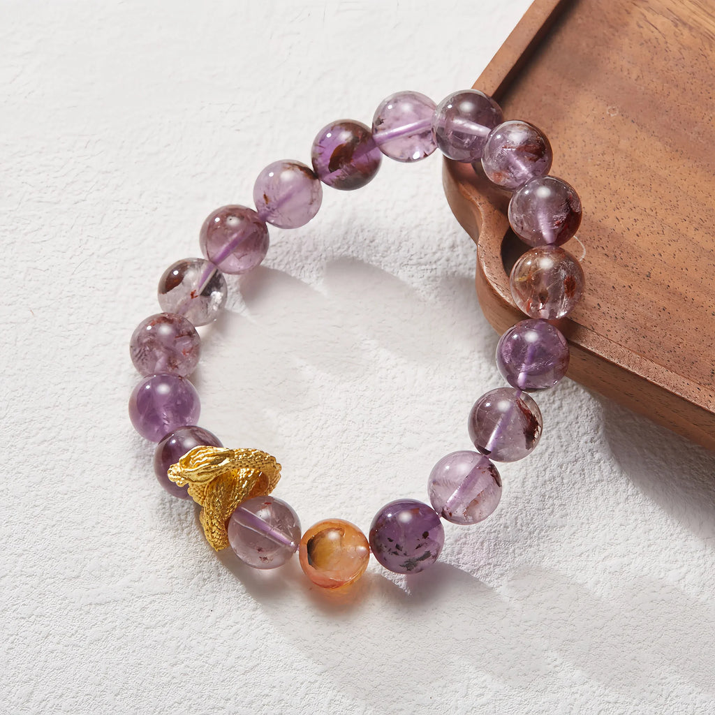 Celestial Dragon Nine Purples Fire Luck Quartz Bracelet
