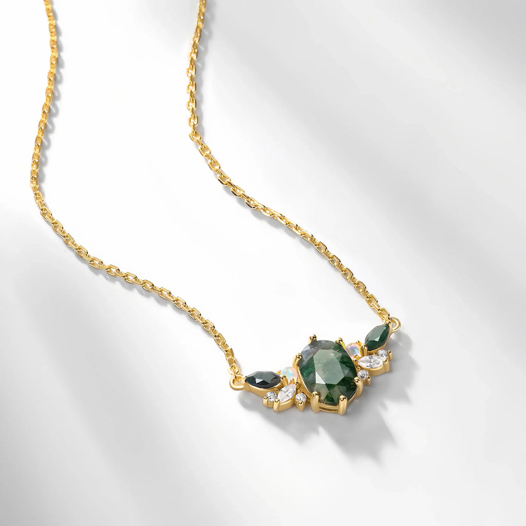 Celestial Forest Moss Agate Necklace