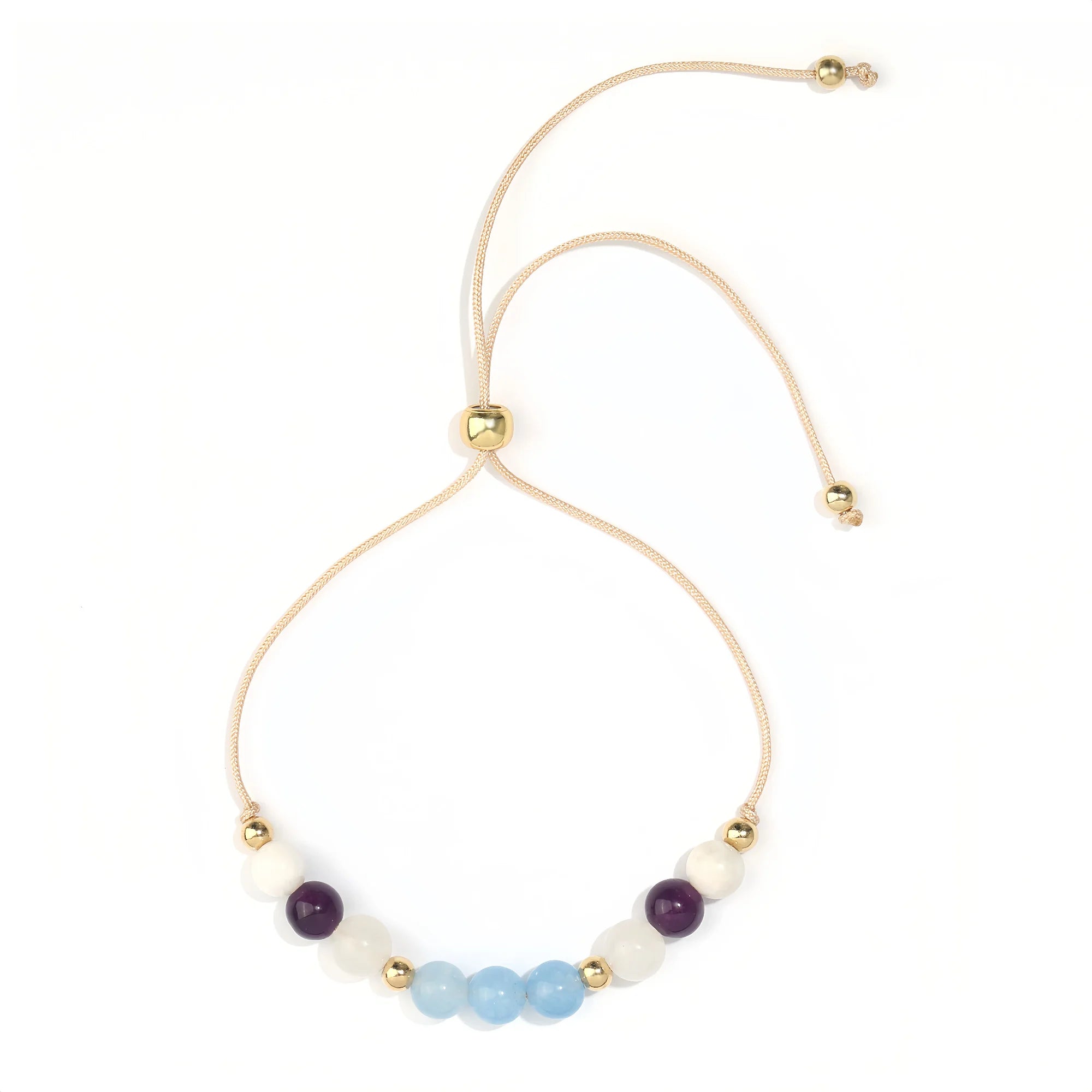 Celestial Trinity Bracelet: Moonstone, Amethyst & Angel Aura Quartz