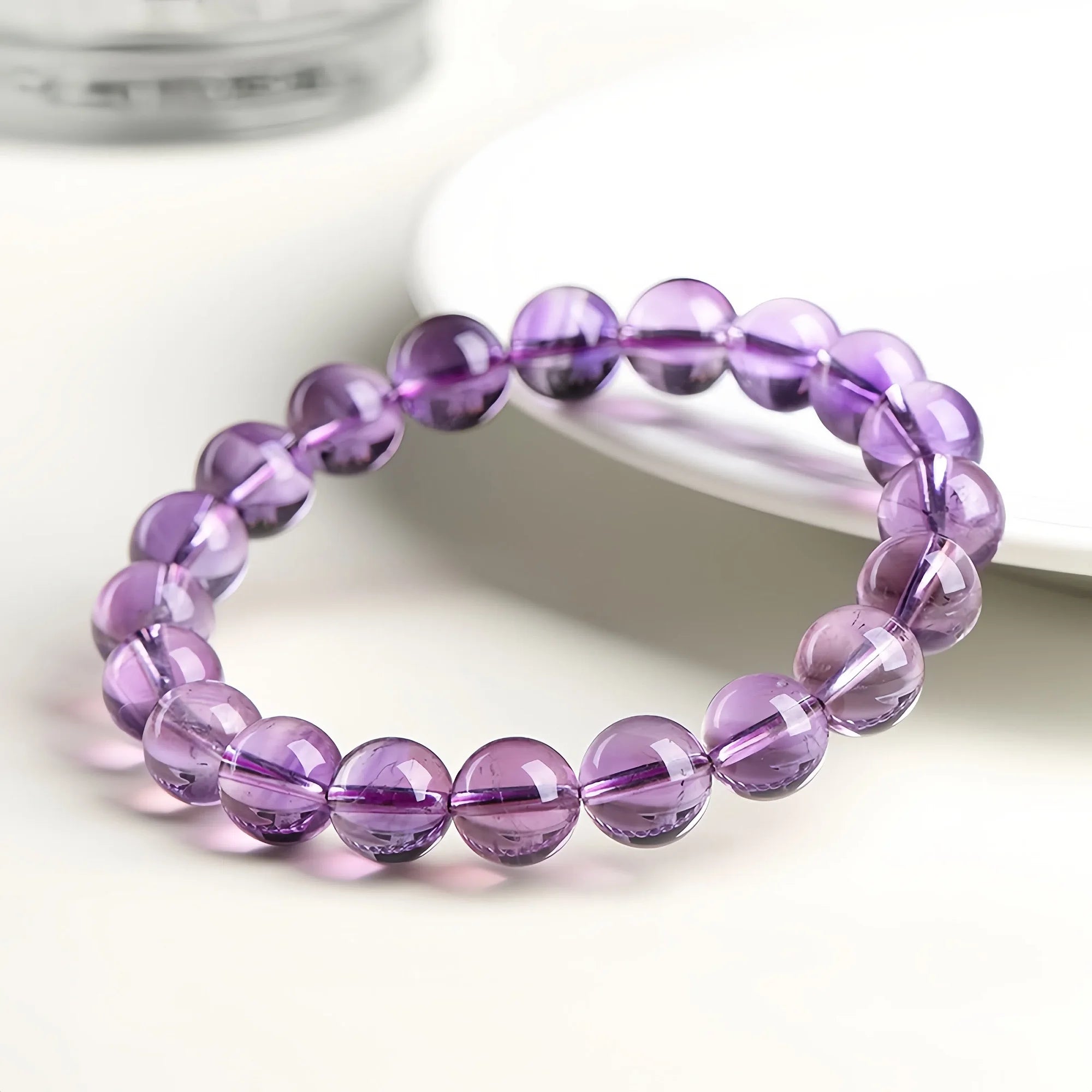Classic Natural Amethyst Bead Bracelet