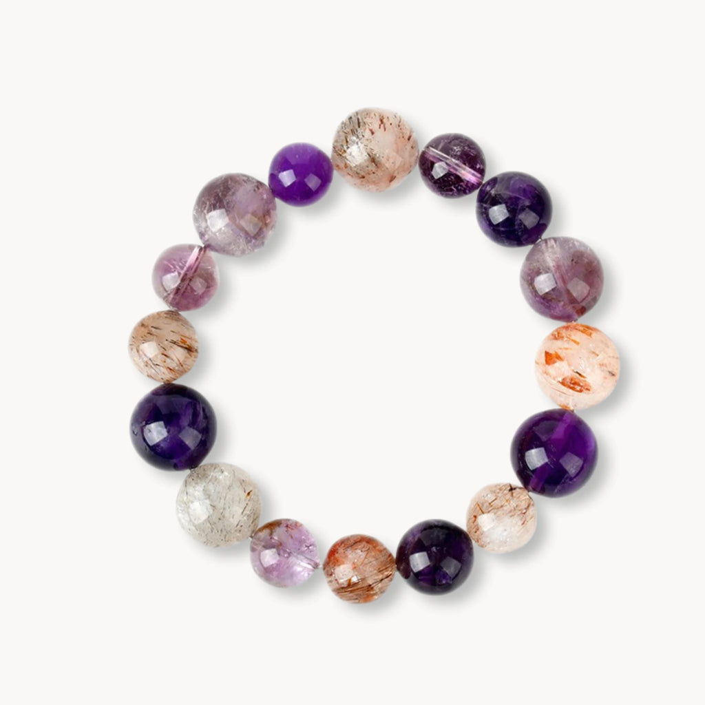 Crystal Healing Bracelet Purple Galaxy with Black Gold