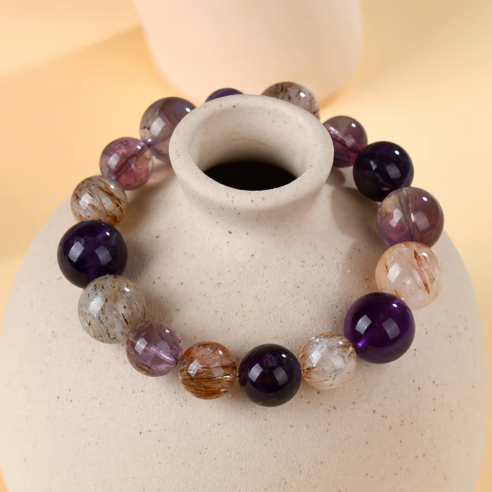 Crystal Healing Bracelet Purple Galaxy with Black Gold