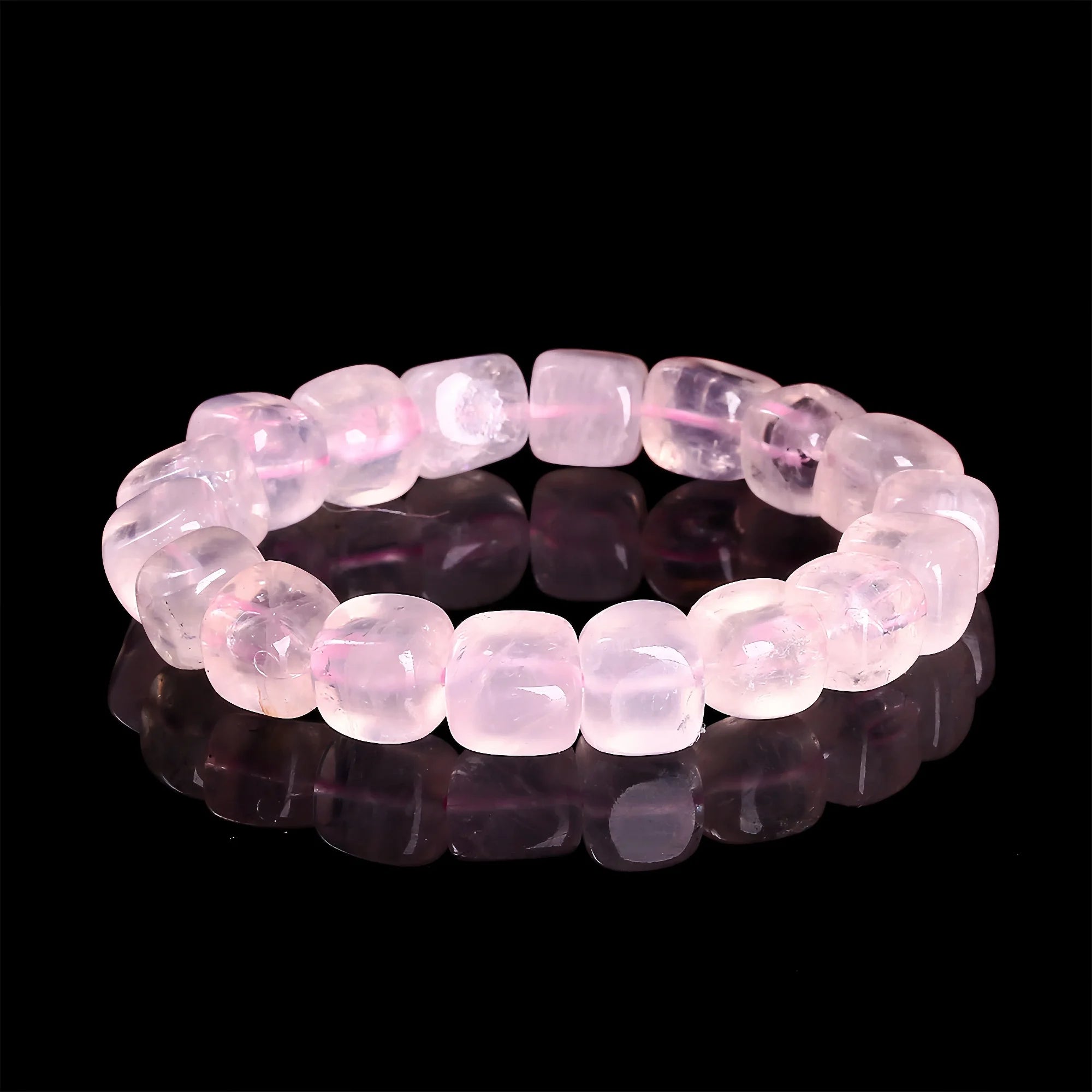 Cubic Rose Quartz Crystal Bracelet