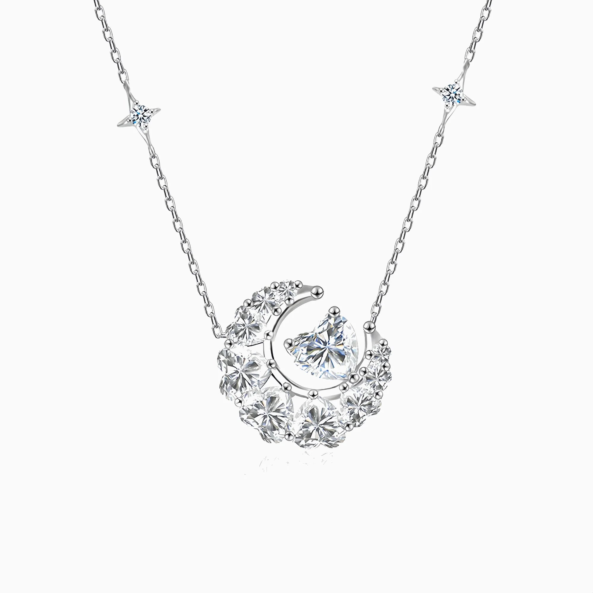 Dreamy Moon Heart Moissanite Necklace