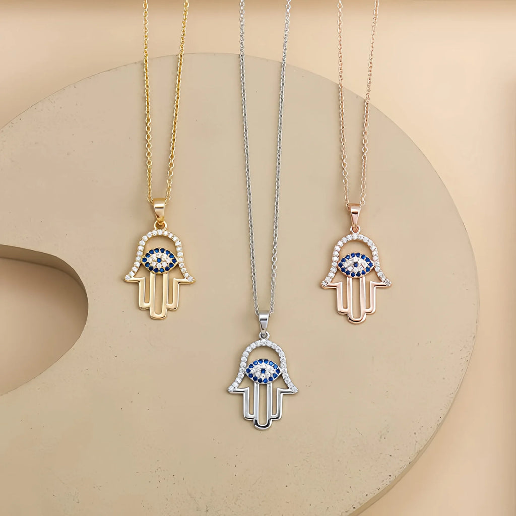 Dual Guardian Hamsa Necklace