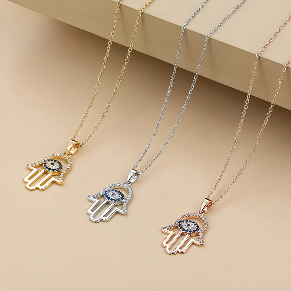 Dual Guardian Hamsa Necklace