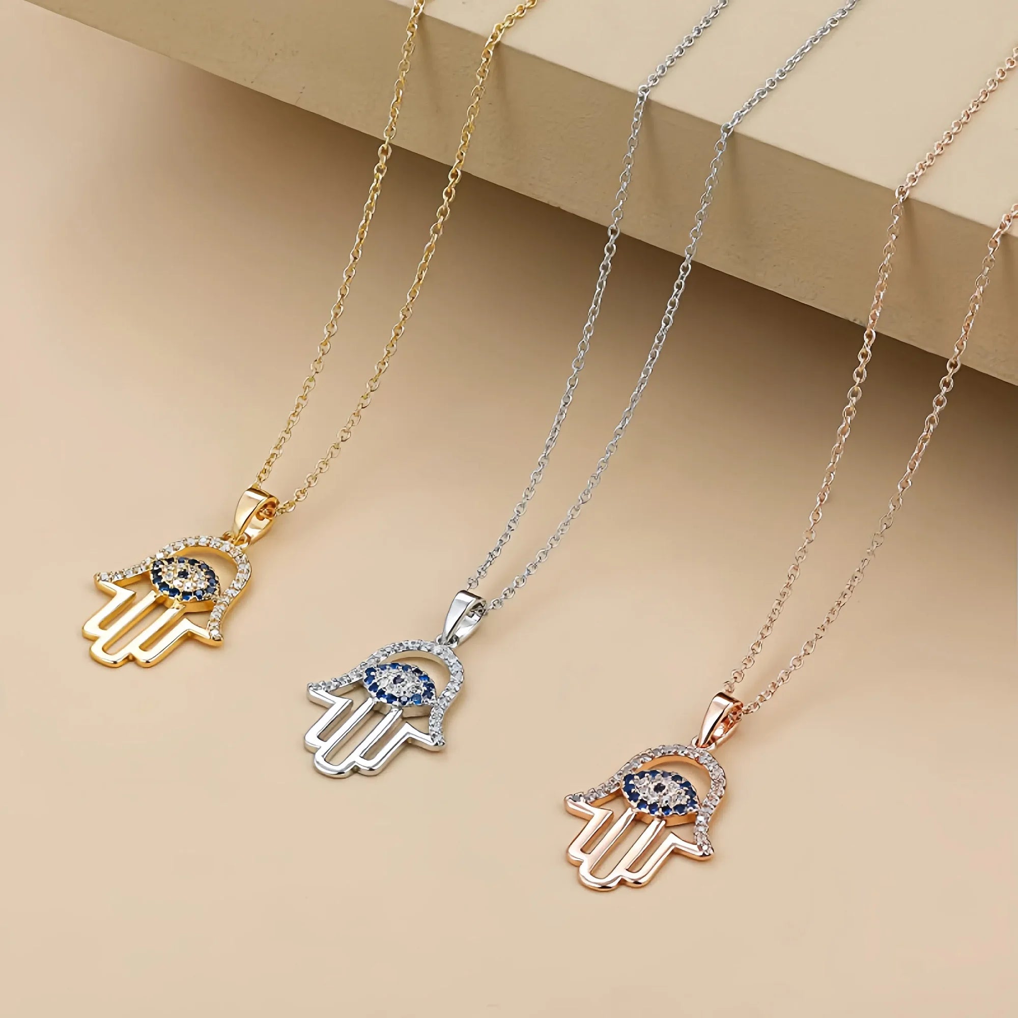 Dual Guardian Hamsa Necklace
