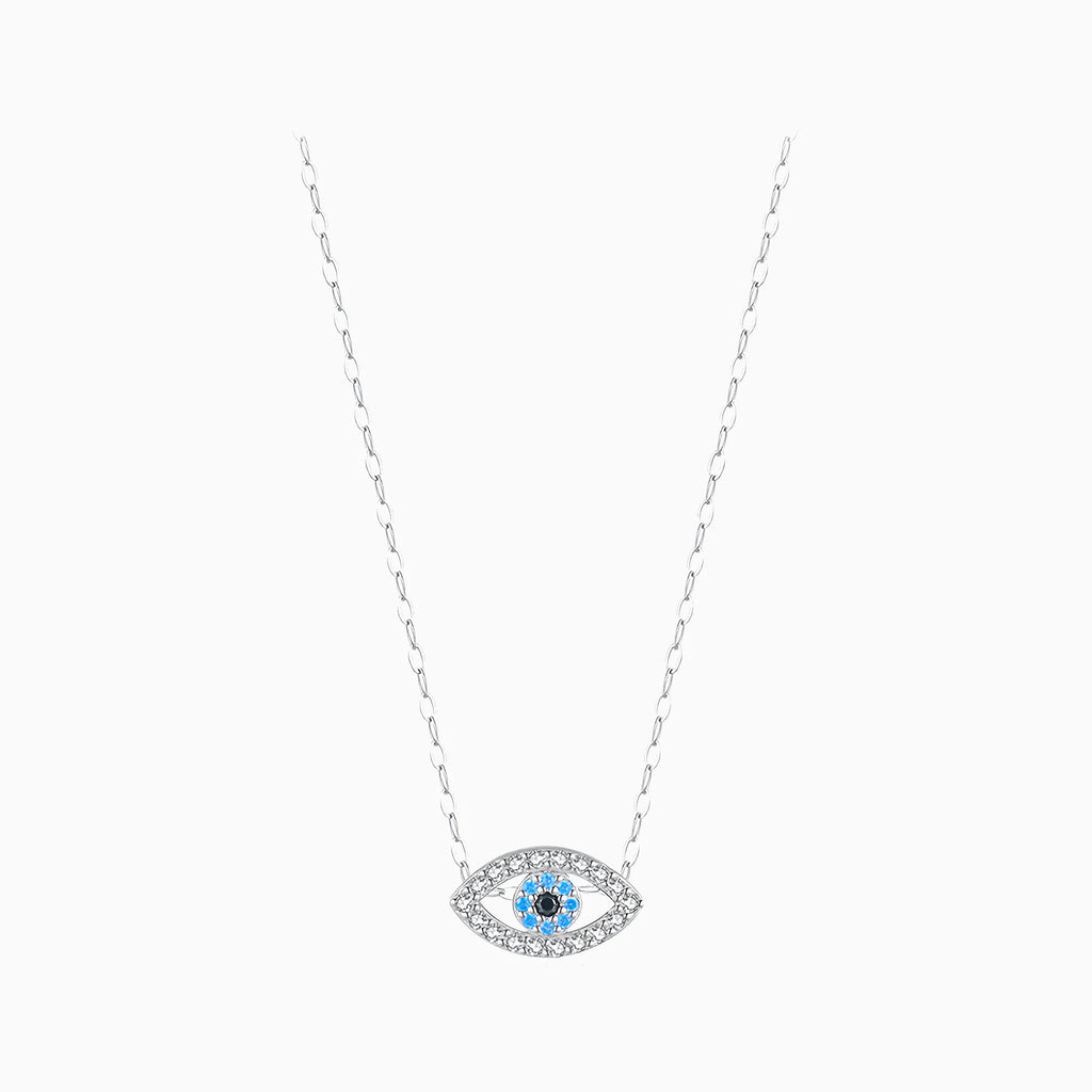 Evil Eye Clavicle Necklace Pendant in Sterling Silver