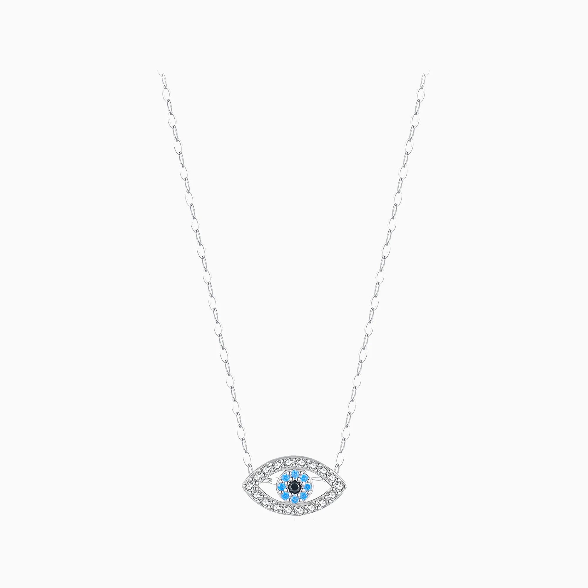 Evil Eye Clavicle Necklace Pendant in Sterling Silver