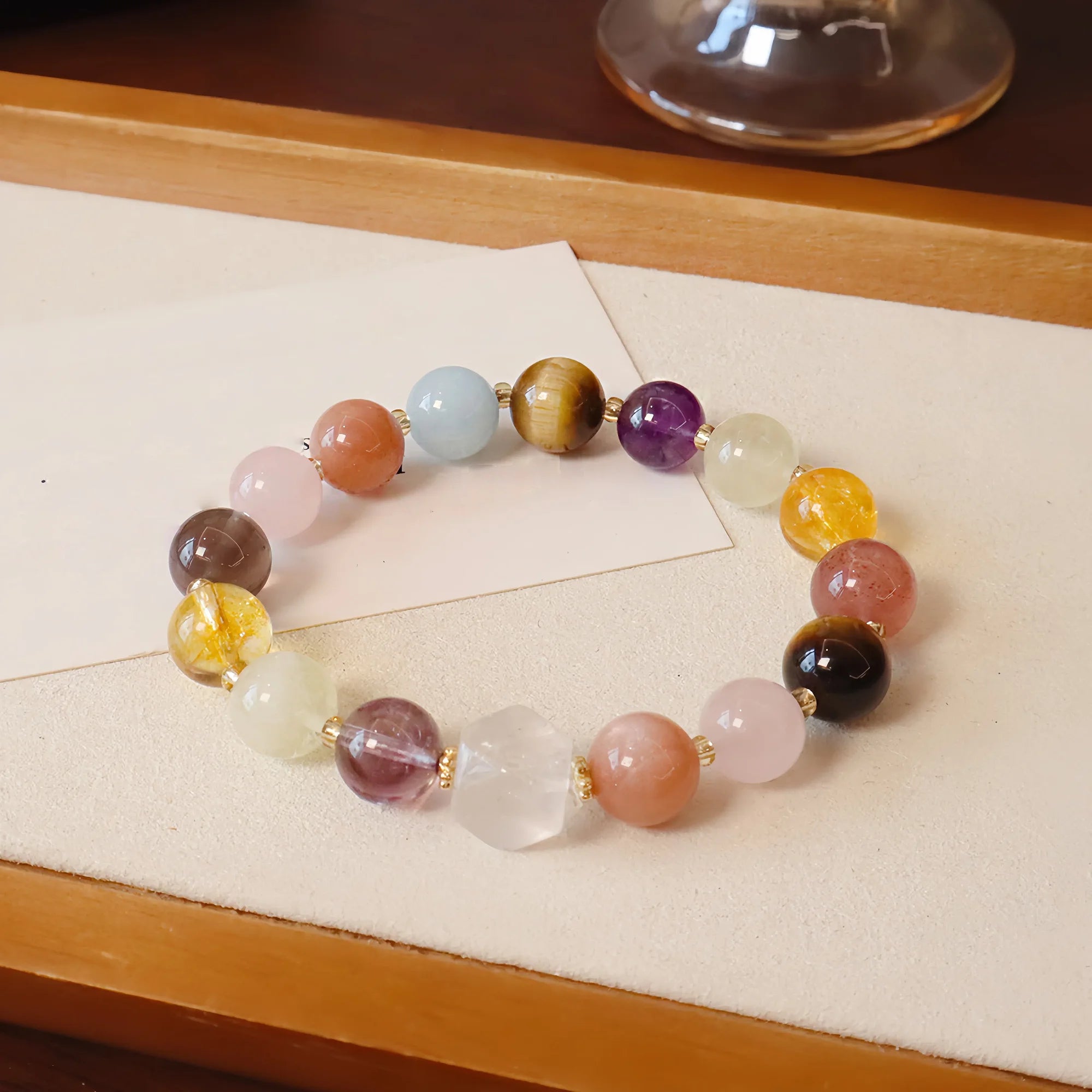 Floral Abundance Multigem Rose Quartz & Tiger's Eye Bracelet