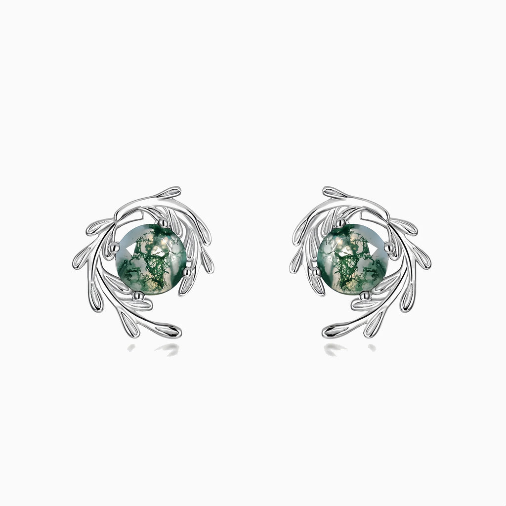 Forest Wisdom Moss Agate Earrings
