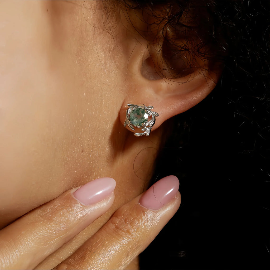 Forest Wisdom Moss Agate Earrings
