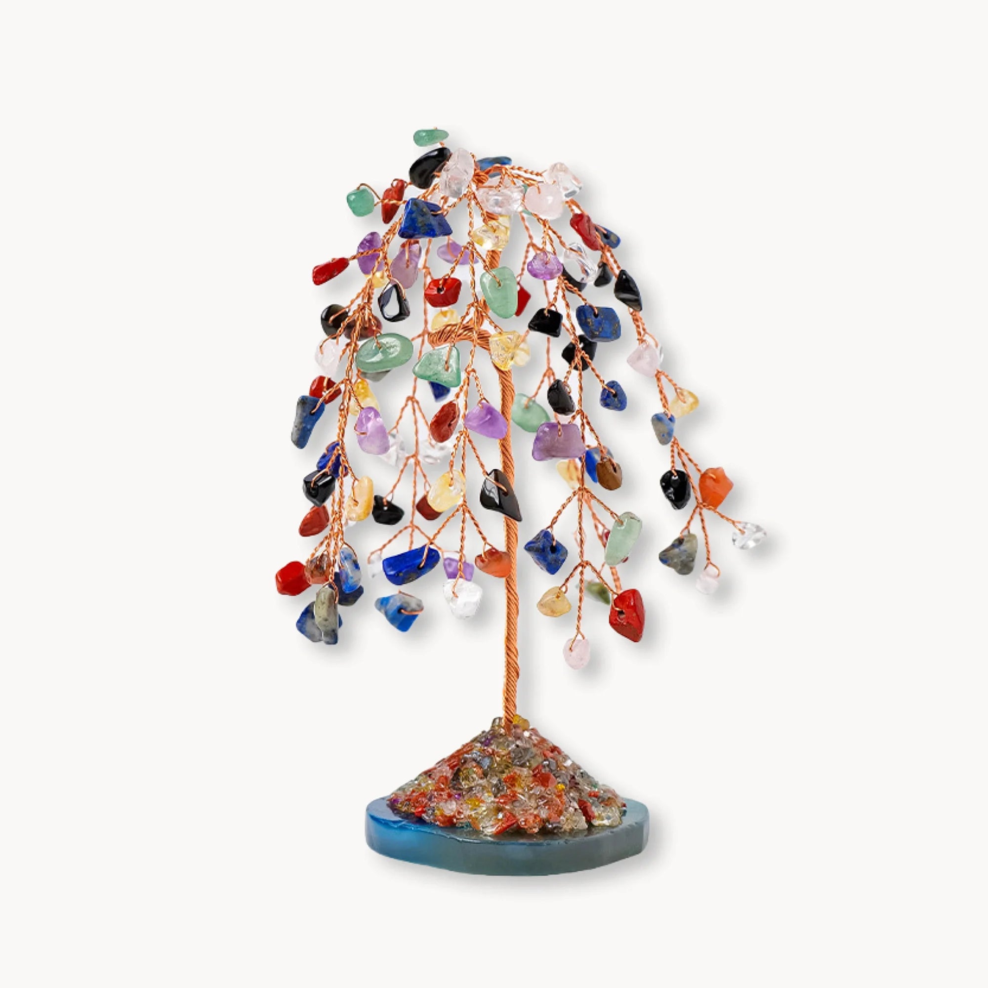 Multicolor Crystal Energy Tree with Mineral Base