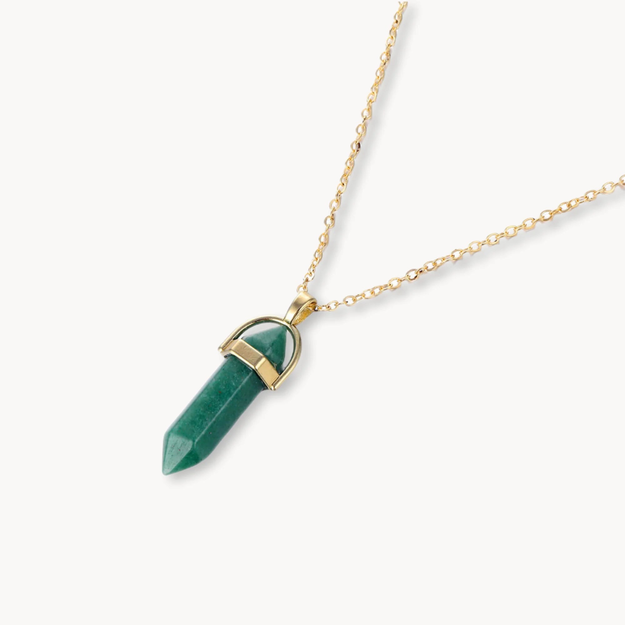 Green Aventurine Pyramid Necklace Pendant in 18K Gold Vermeil