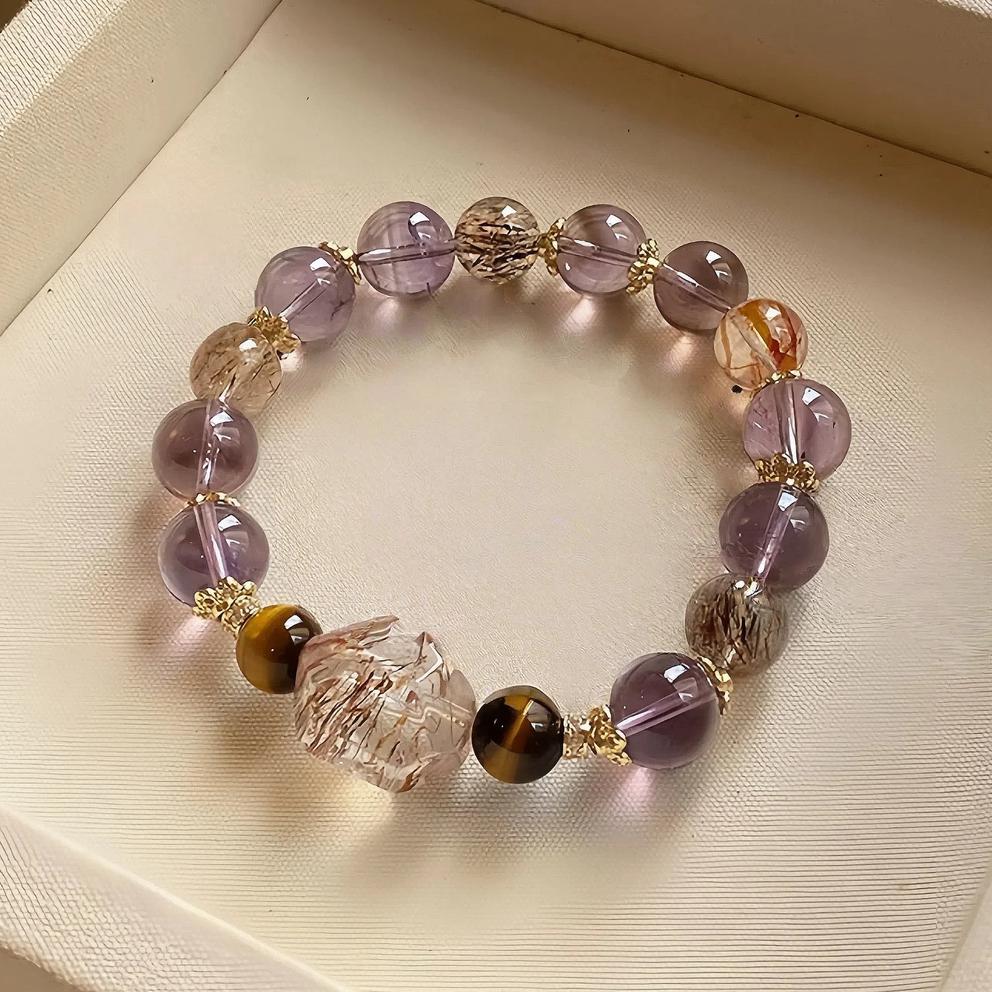 Grounding Triad Obsidian Super Seven Tiger's Eye Crystal Bracelet