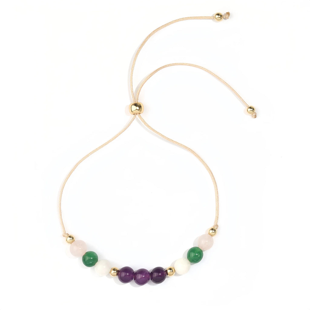 Harmonic Bloom Quartet Bracelet: Rose Quartz, Aventurine, Moonstone & Amethyst