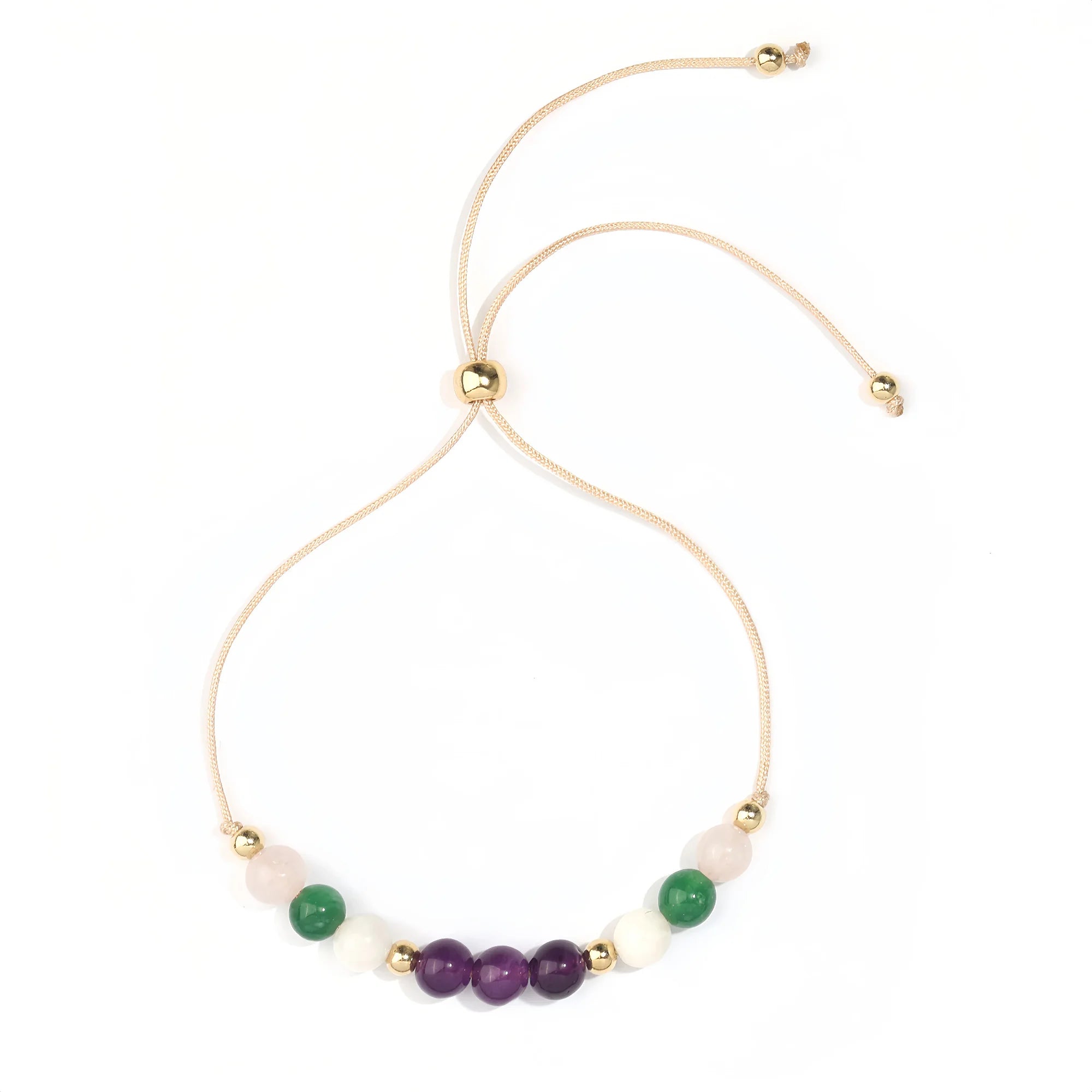 Harmonic Bloom Quartet Bracelet: Rose Quartz, Aventurine, Moonstone & Amethyst