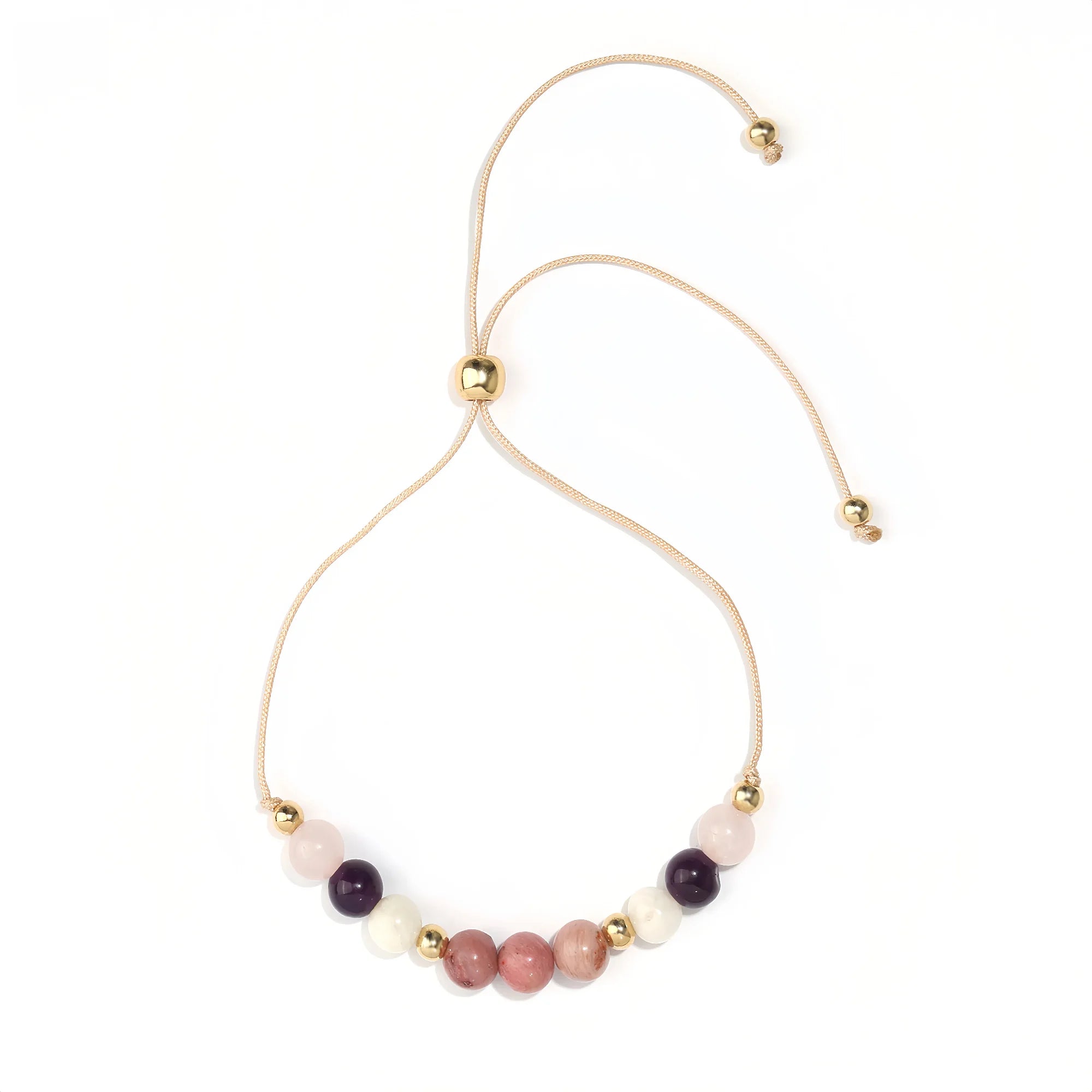 Harmonic Essence Quartet Bracelet: Rose Quartz, Aquamarine, Moonstone & Rhodonite
