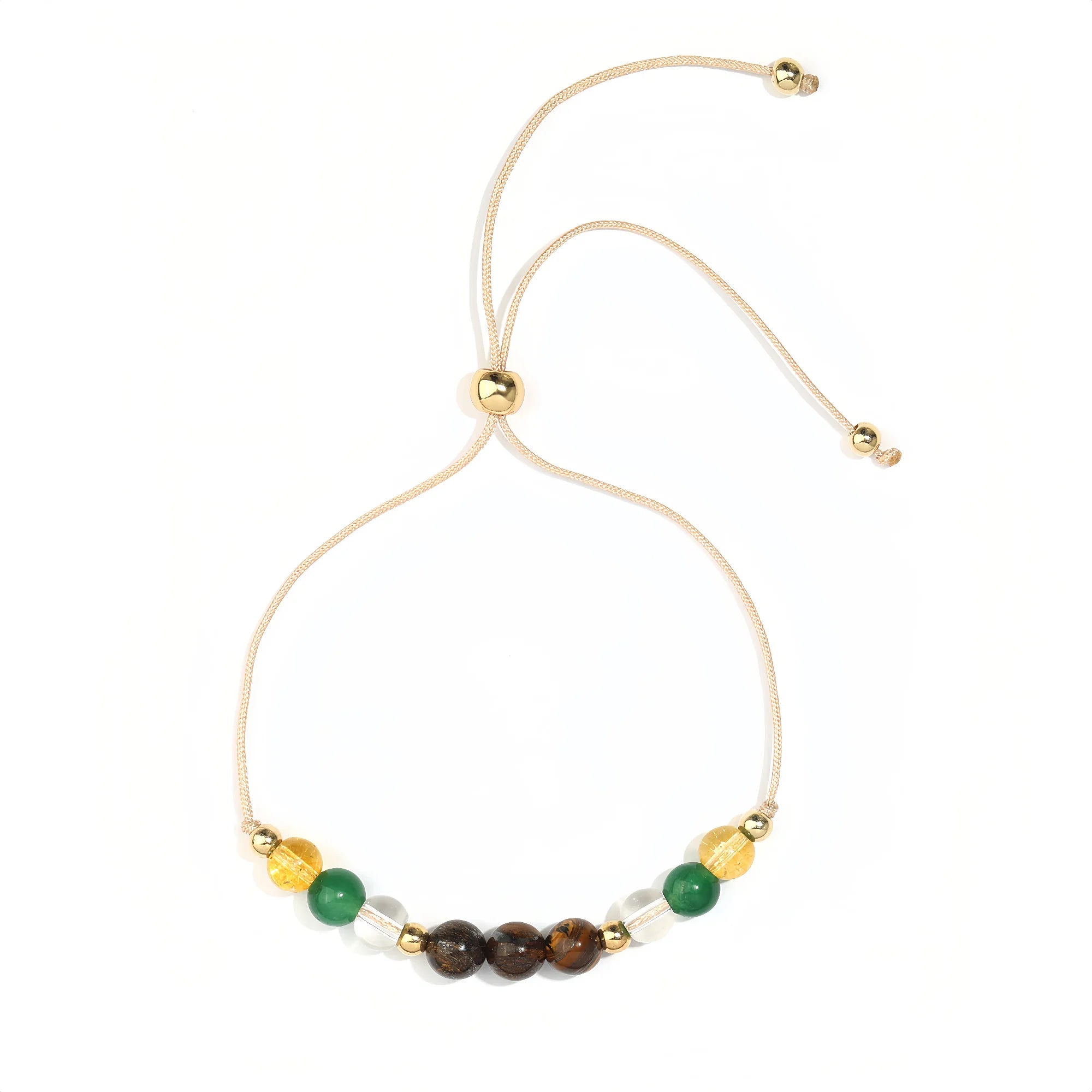 Harmonic Symmetry Crystal Bracelet: Citrine Aventurine Quartz & Tiger Eye