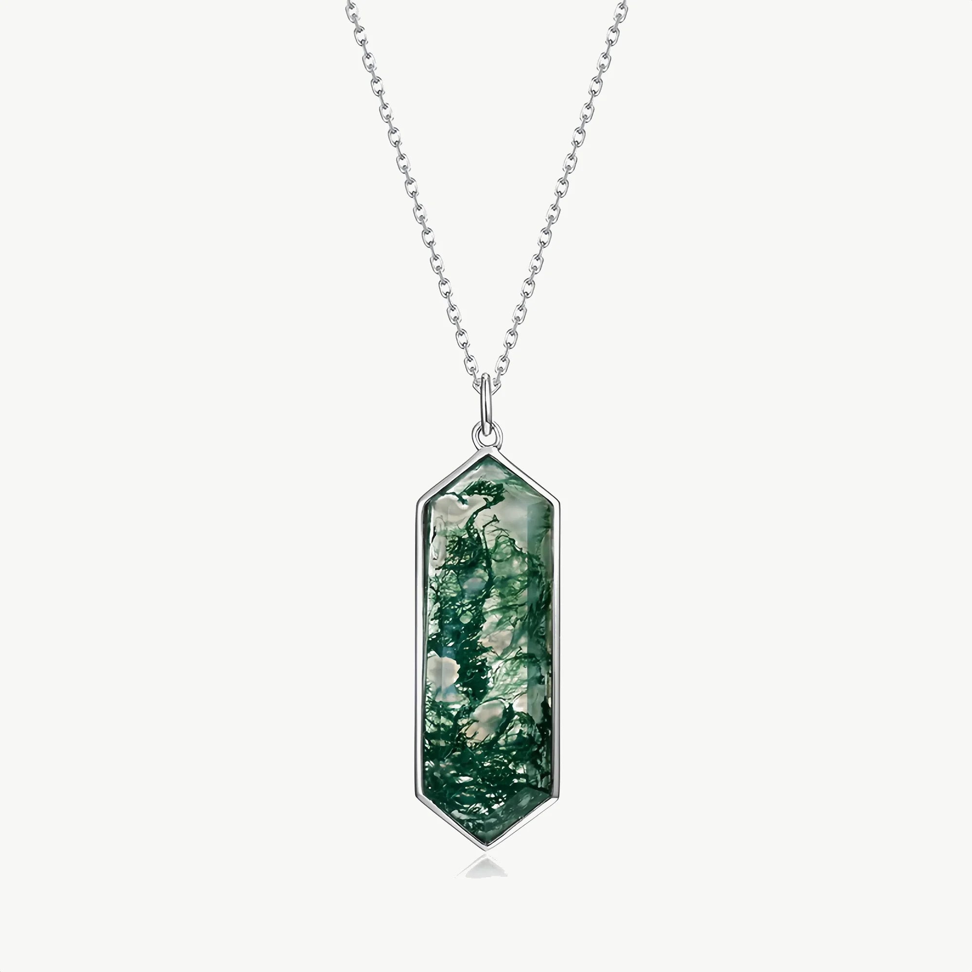 Hexagonal Moss Agate Necklace