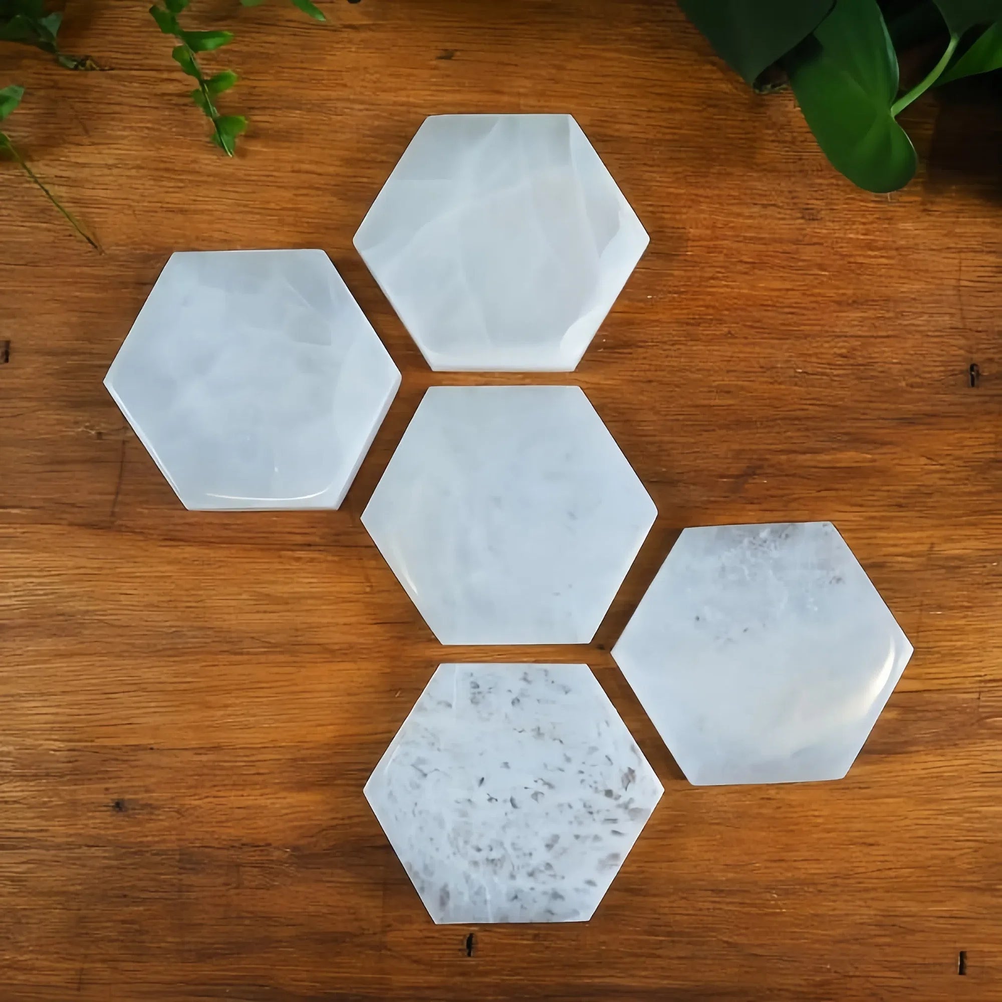 Hexagonal Selenite Crystal Coaster