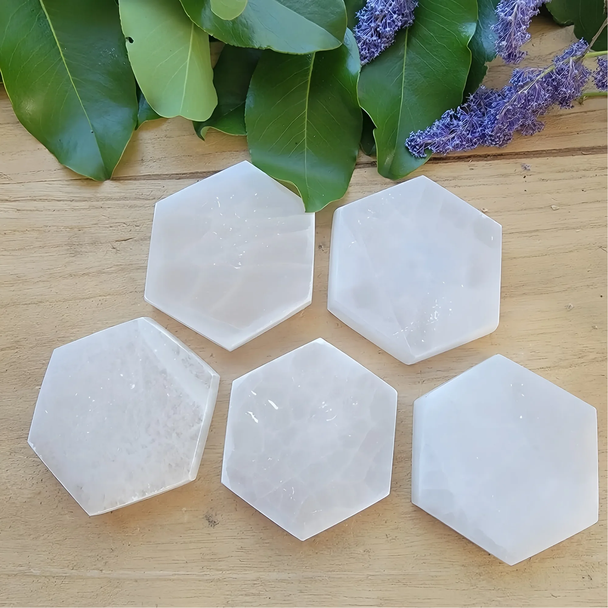 Hexagonal Selenite Crystal Coaster