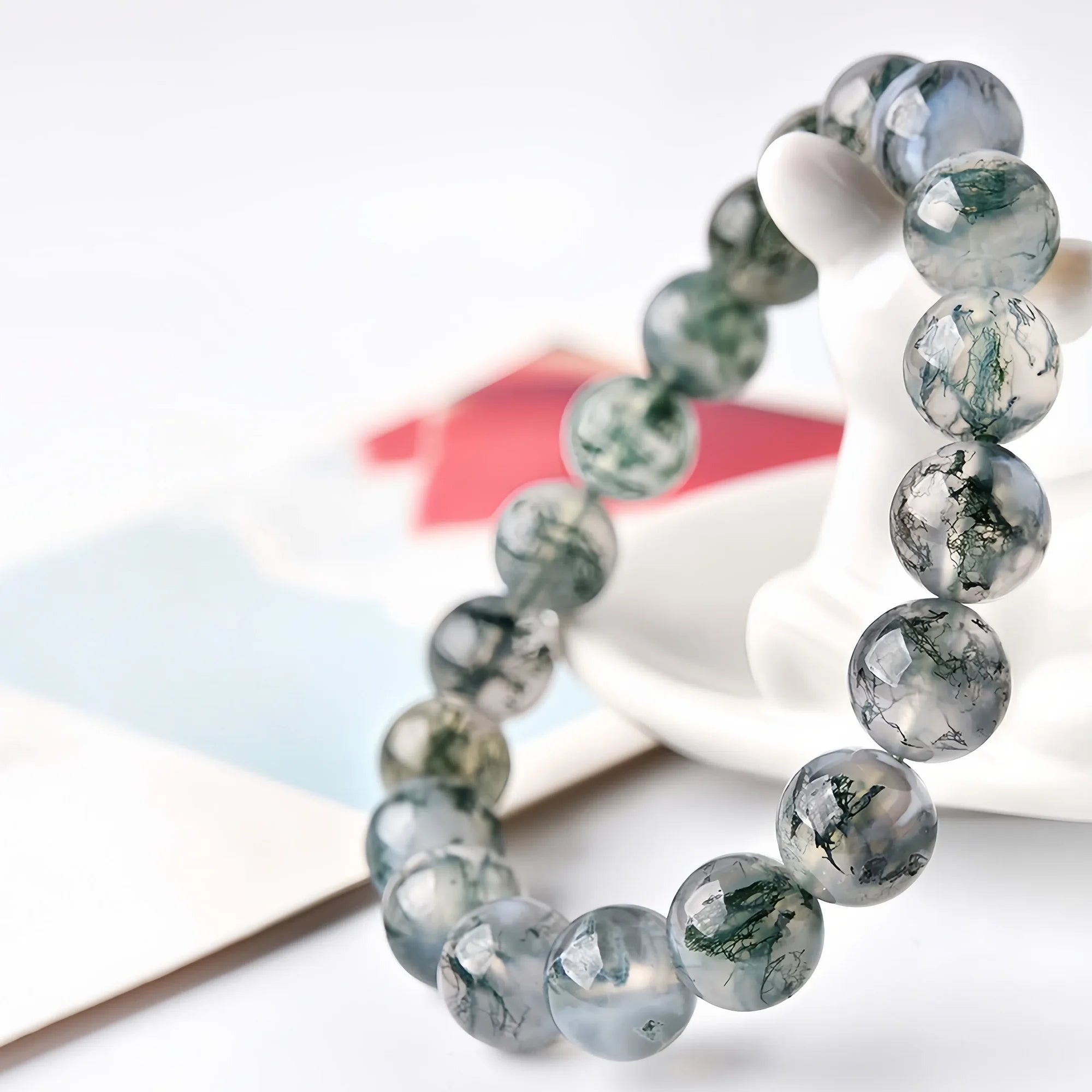 Icy Moss Agate 8mm Bead Bracelet