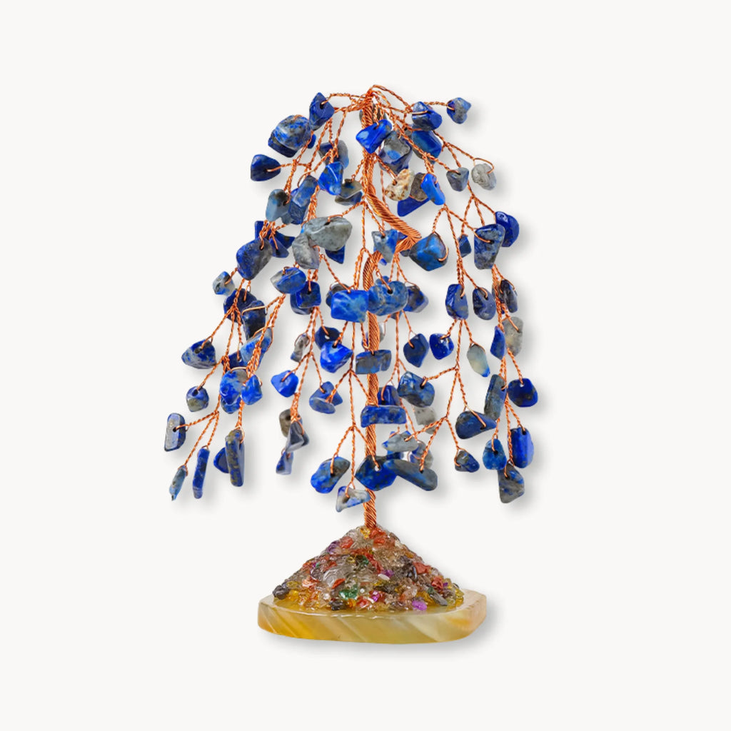 Lapis Lazuli Crystal Energy Tree with Mineral Base