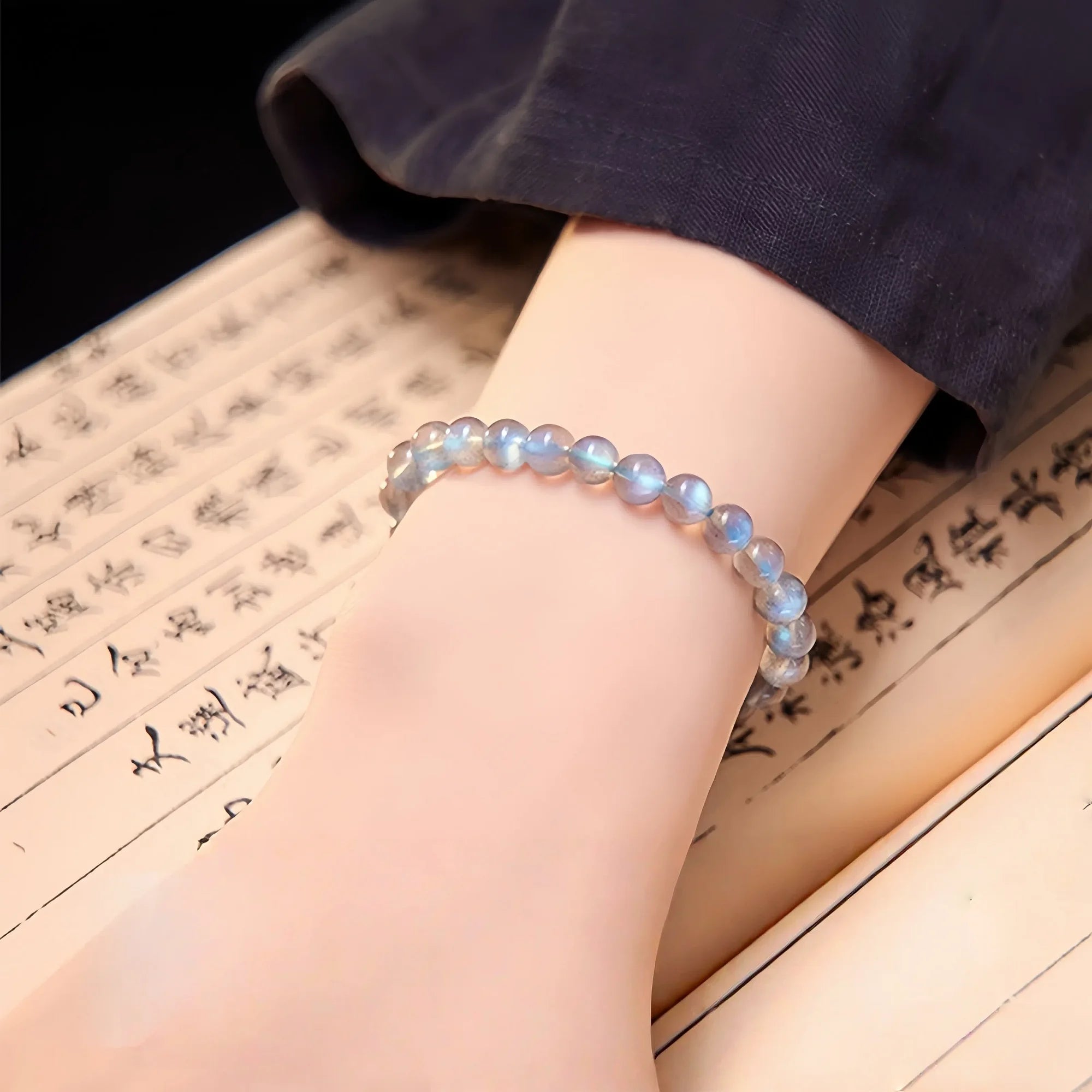 Luna Blue Moonstone Double Strand Bracelet