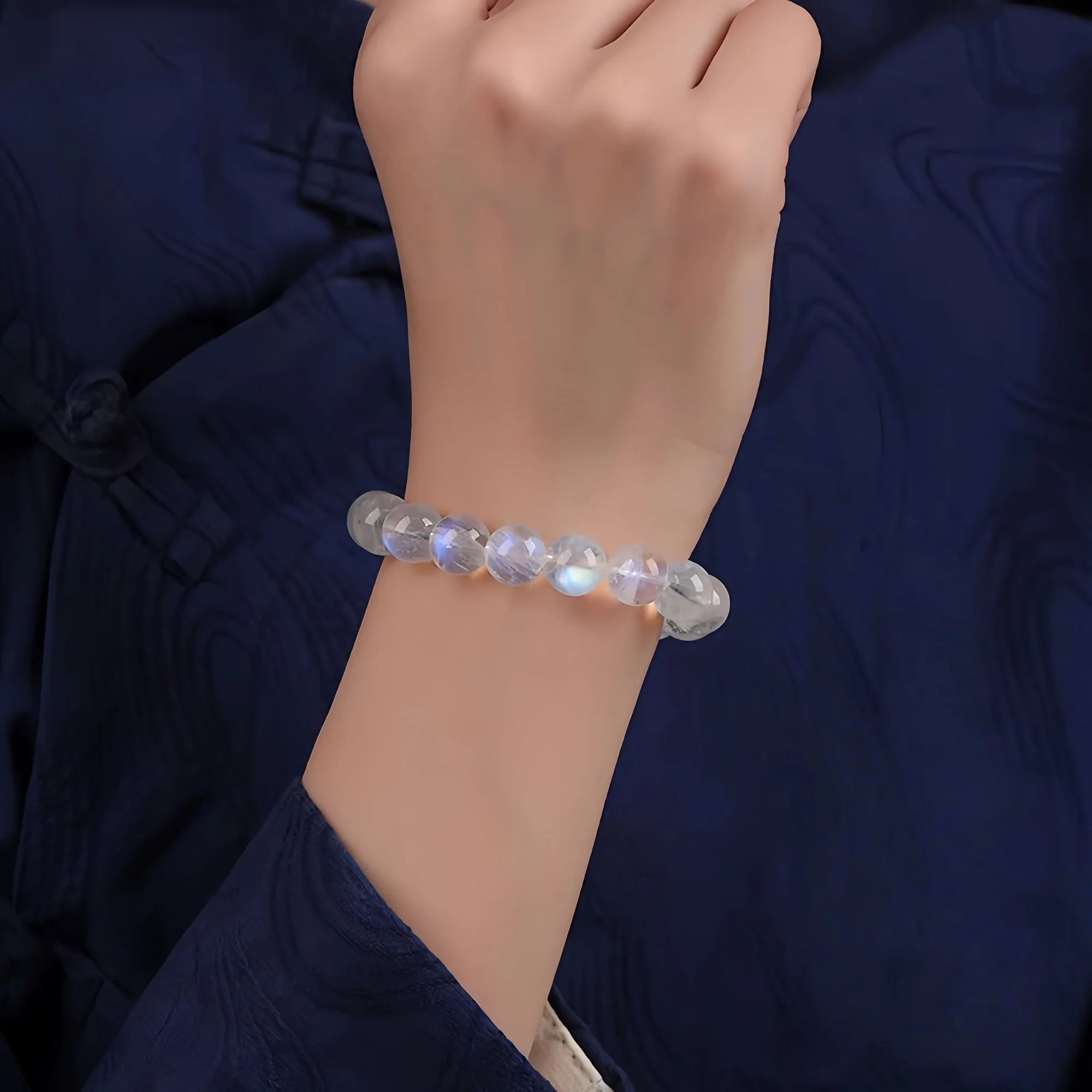 Luna Blue Moonstone Double Strand Bracelet