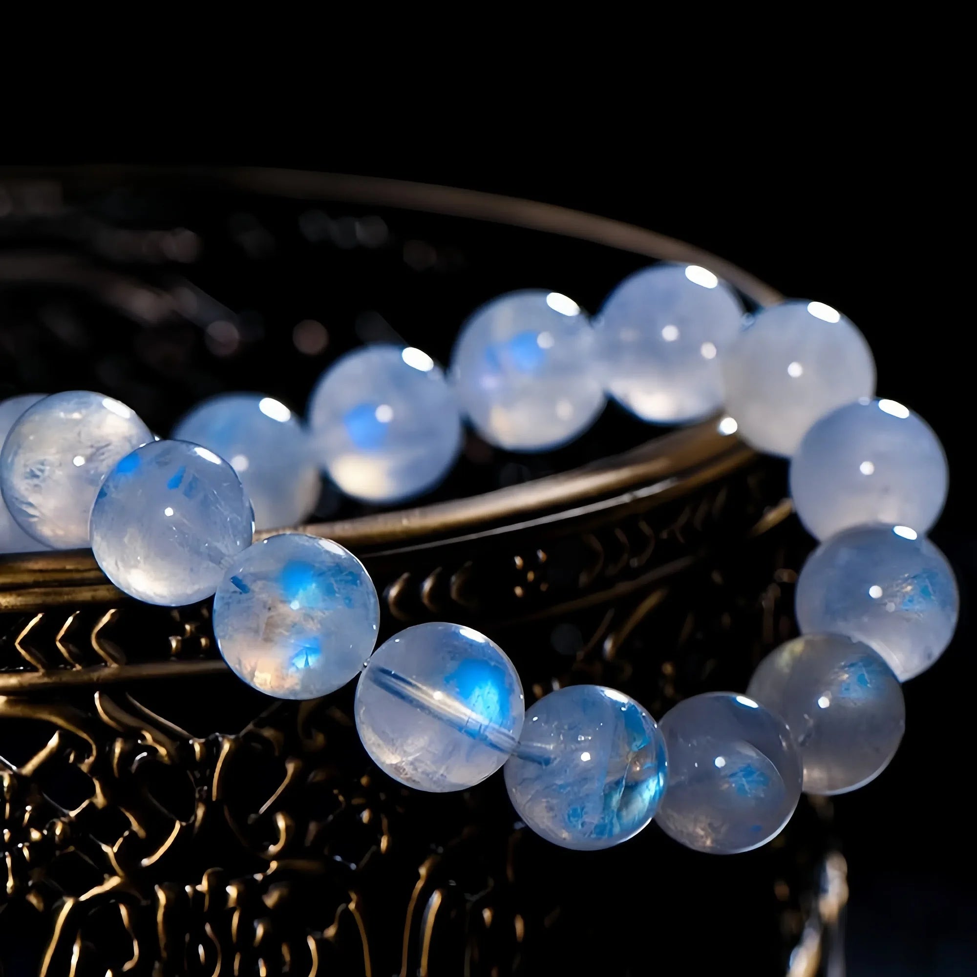 Luna Blue Moonstone Double Strand Bracelet