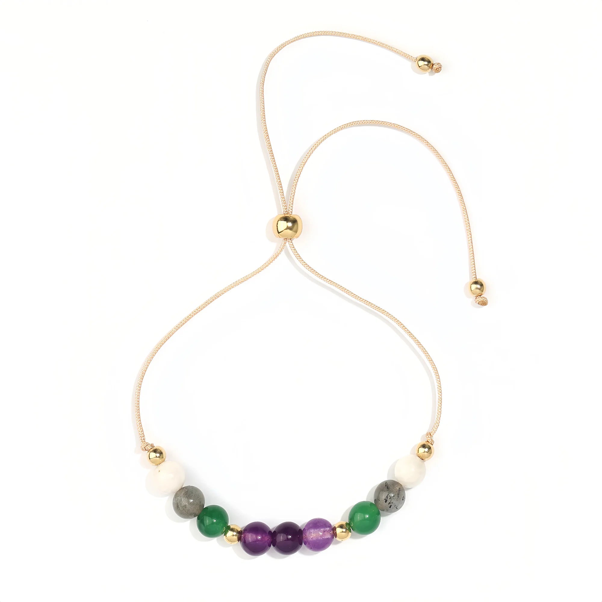 Lunar Harmony Quartet Bracelet: Moonstone, Labradorite, Aventurine & Amethyst