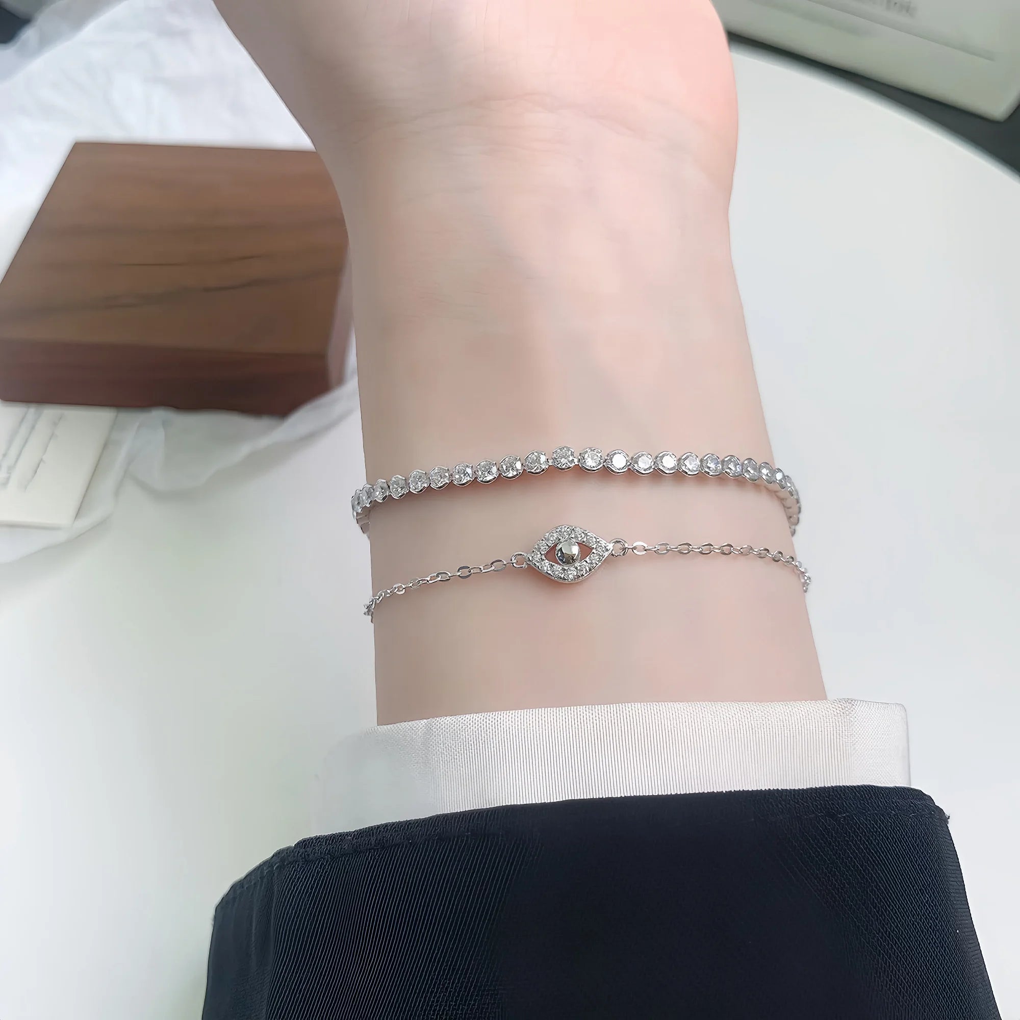 Lunar Pearl Evil Eye Sentinel Bracelet
