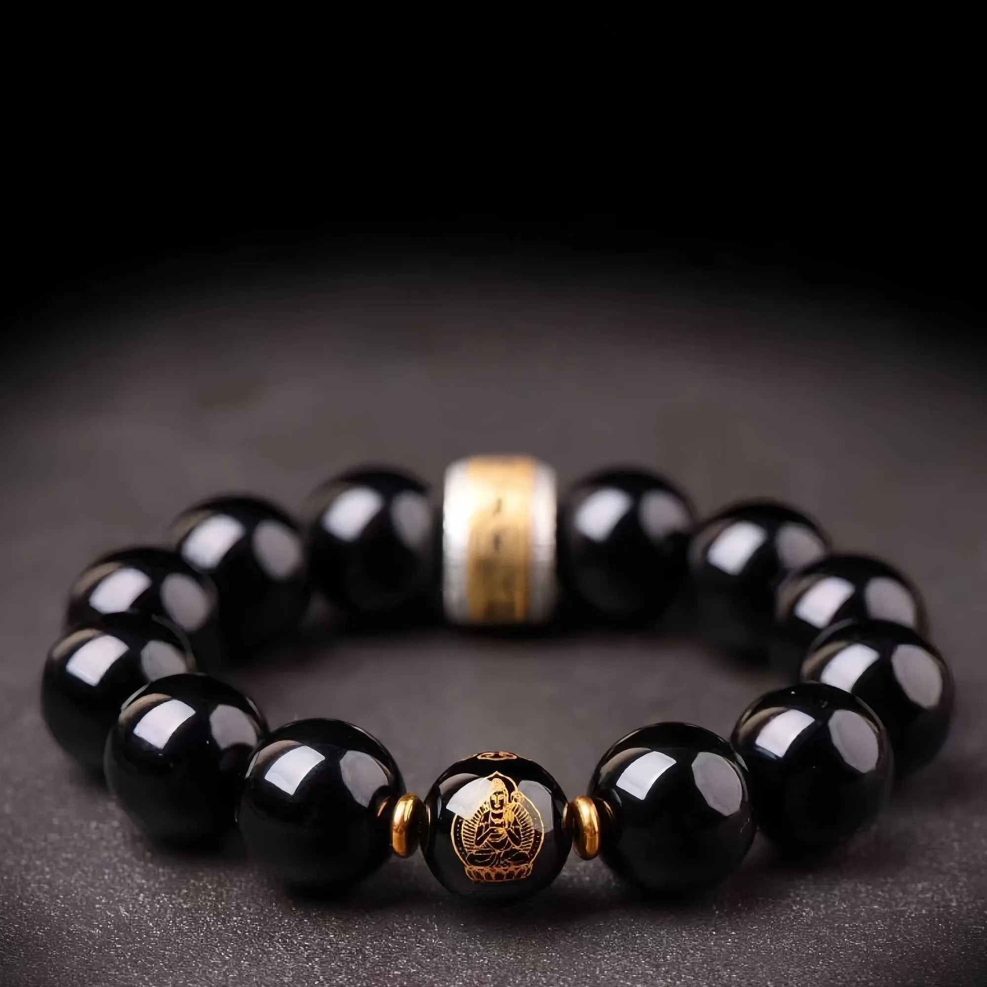 12 Zodiac & Guardian Buddhas Obsidian Bracelet