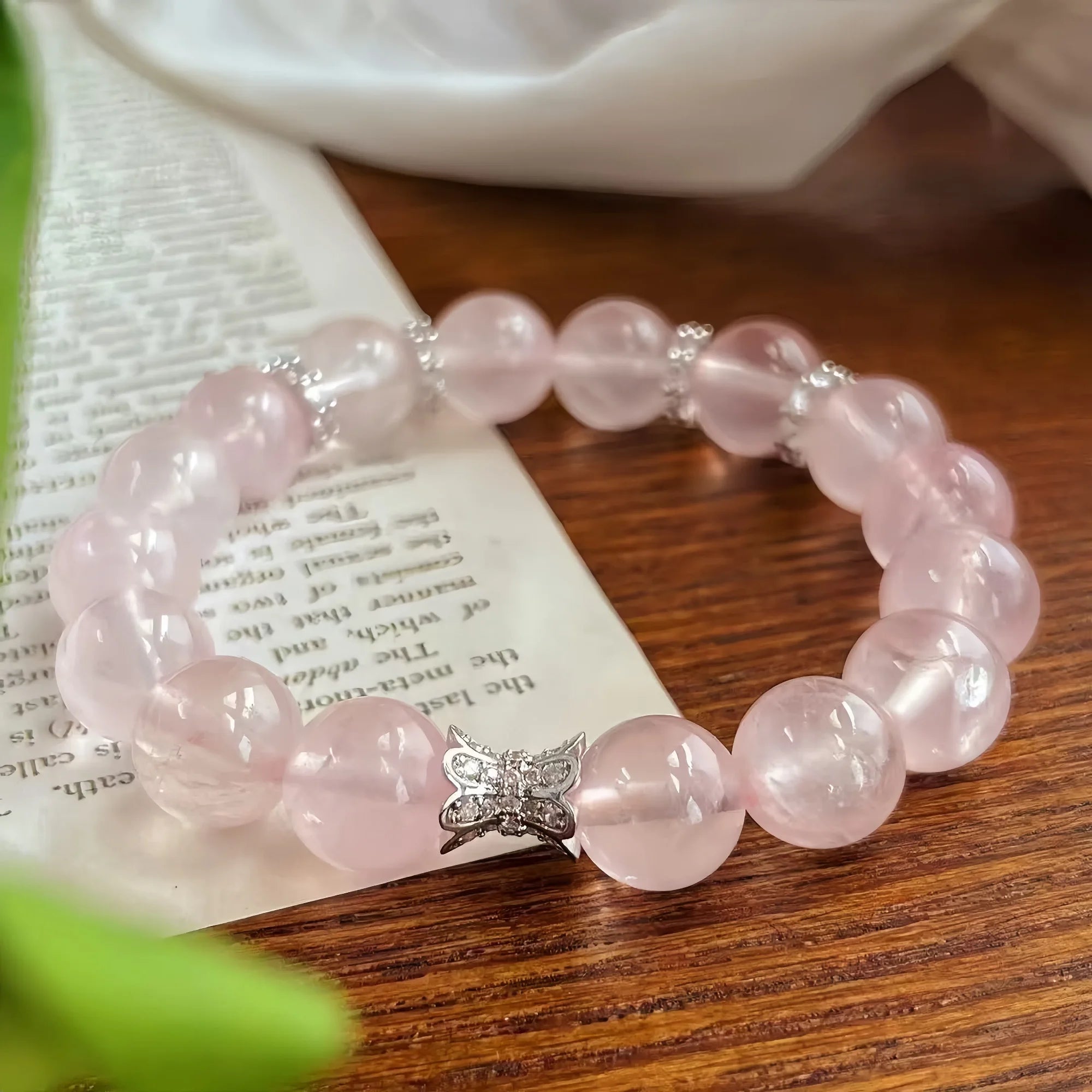 Metamorphosis Rose Quartz Bracelet with Diamond Beads
