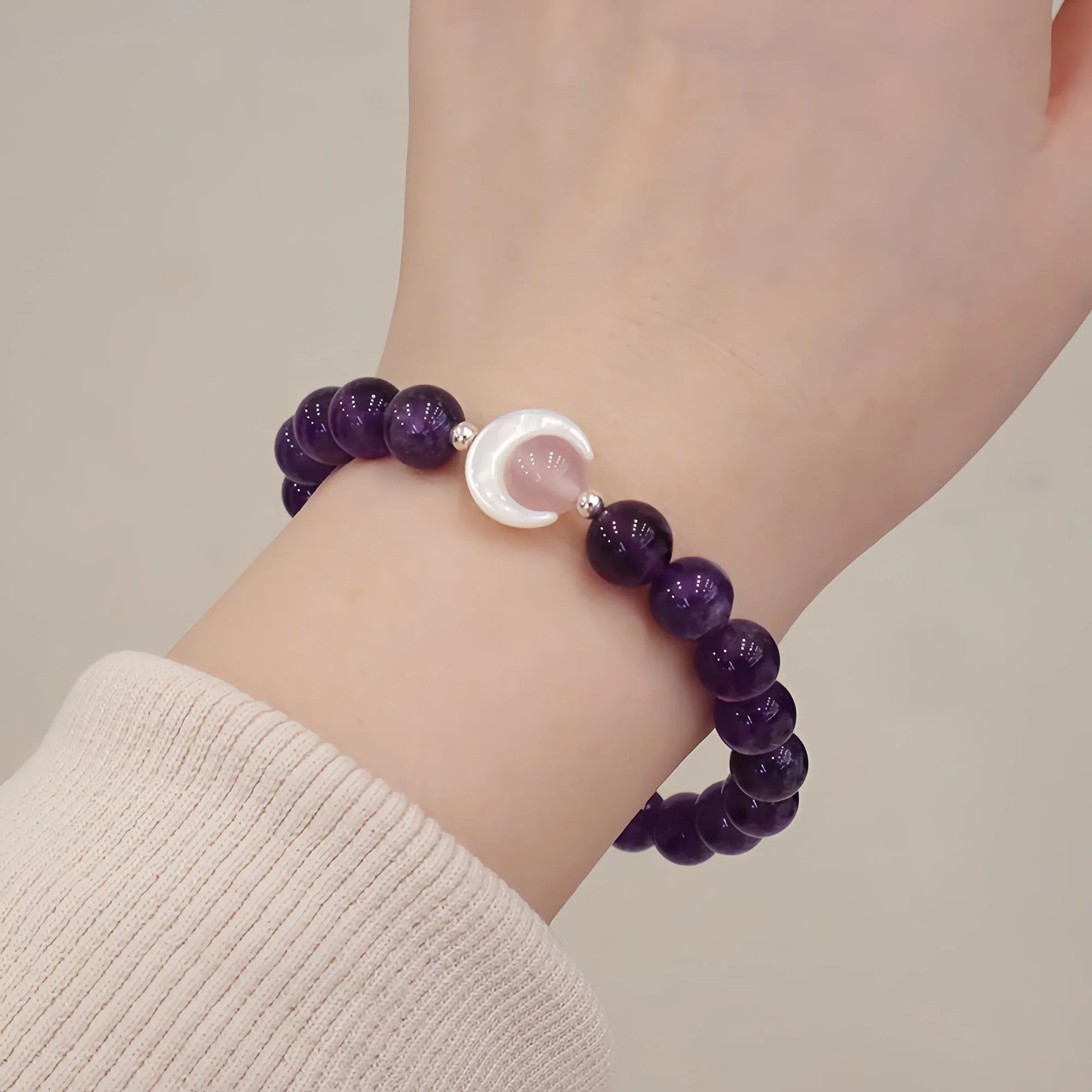 Midnight Amethyst & Moon Pearl Bracelet