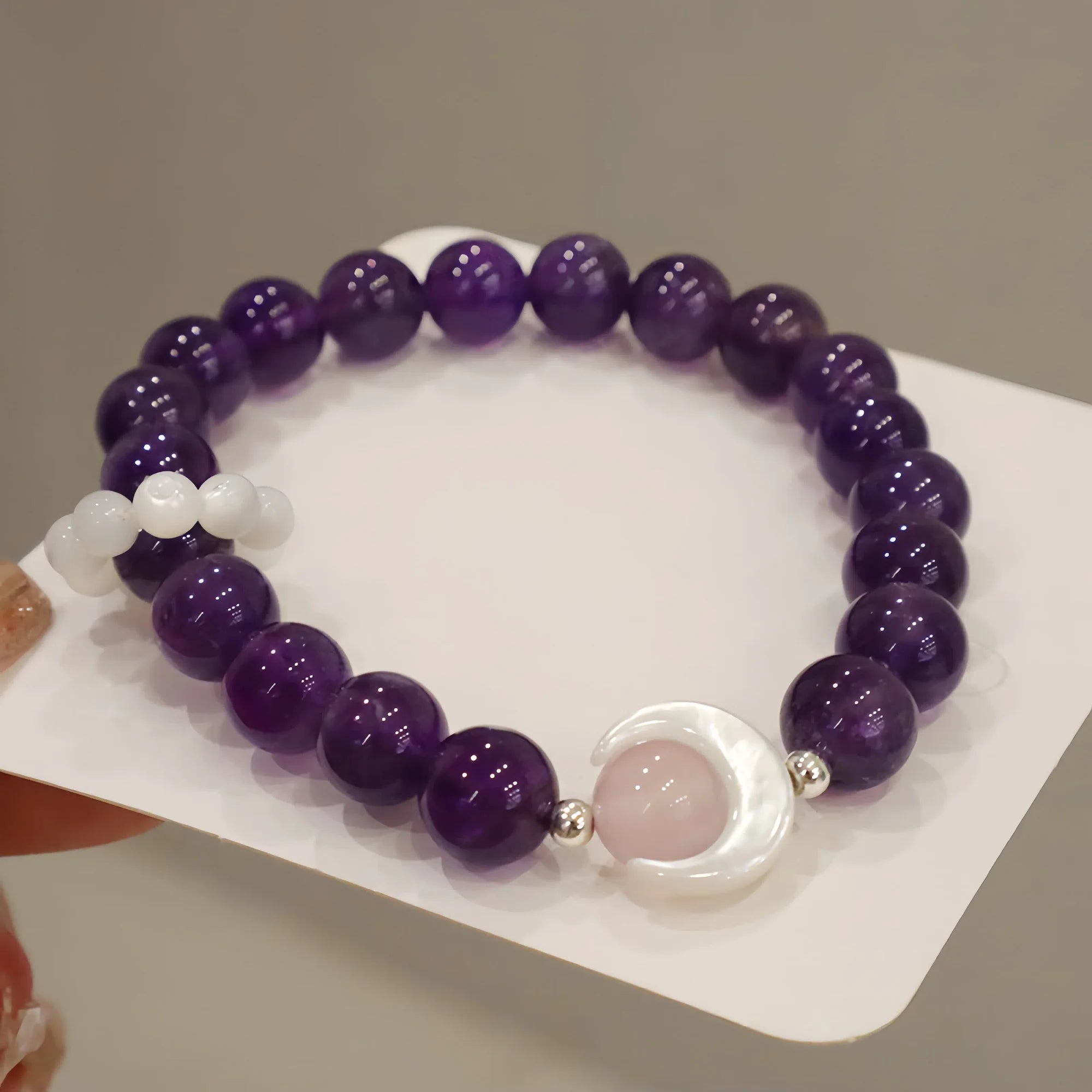 Midnight Amethyst & Moon Pearl Bracelet