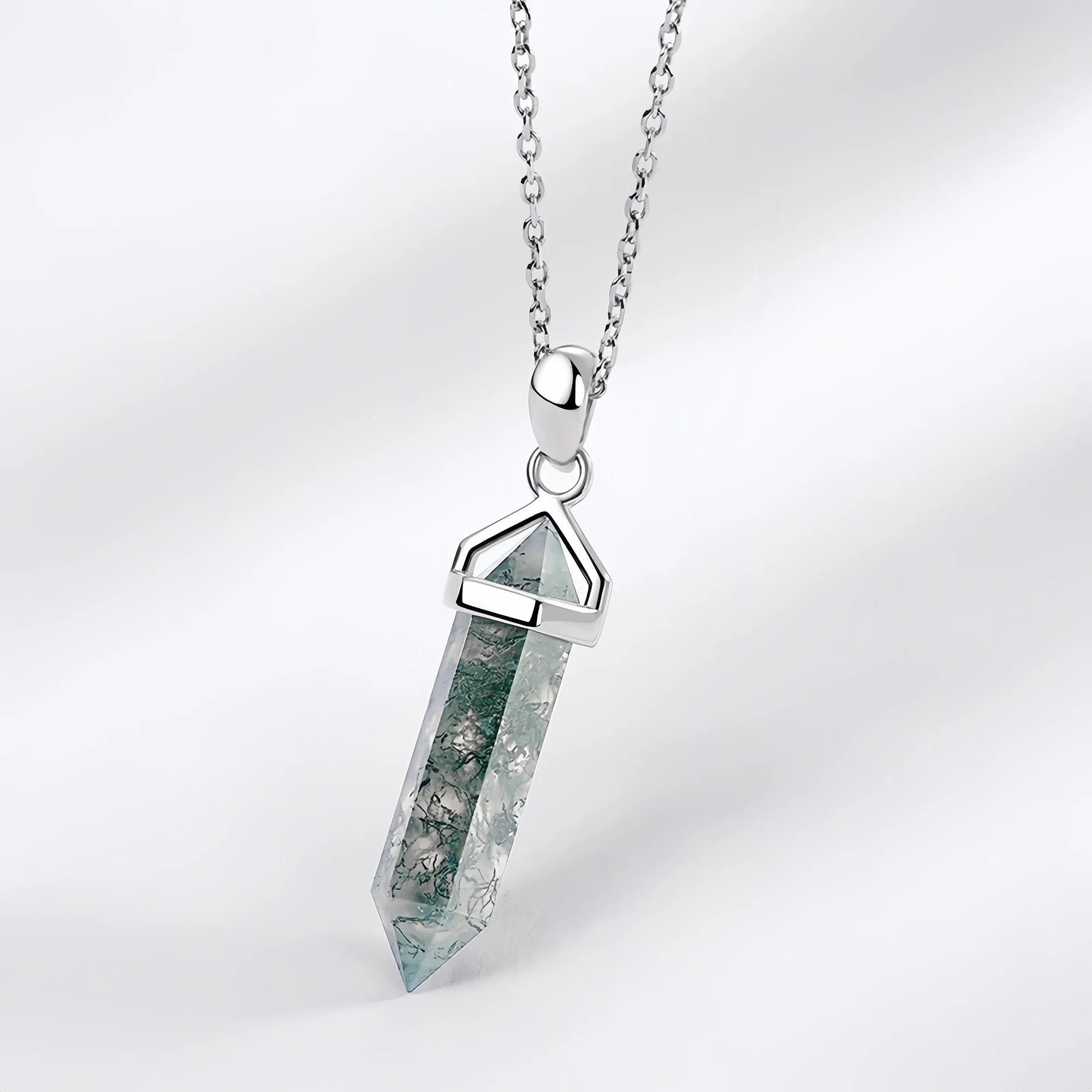 Moss Agate Hexagon Pendant