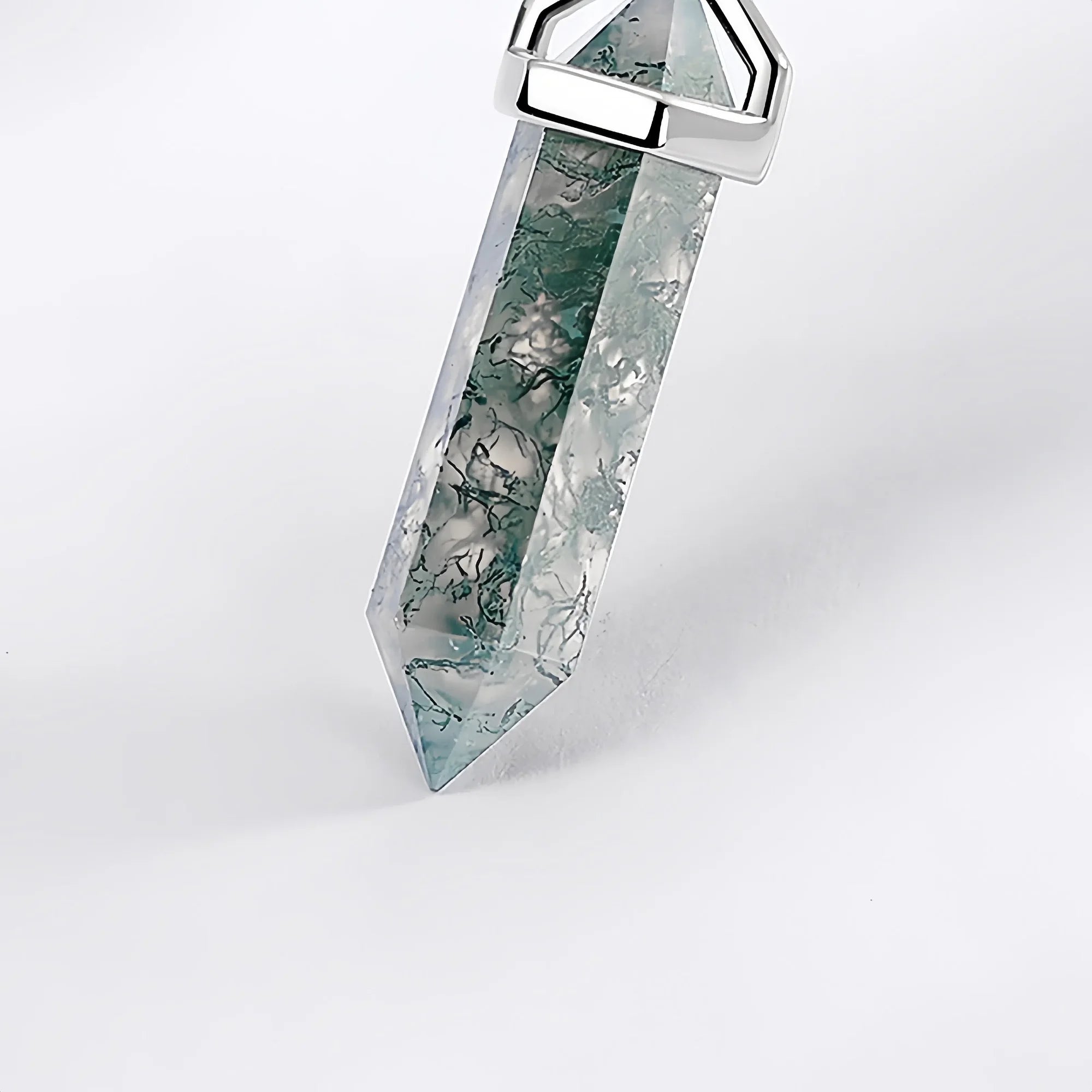 Moss Agate Hexagon Pendant