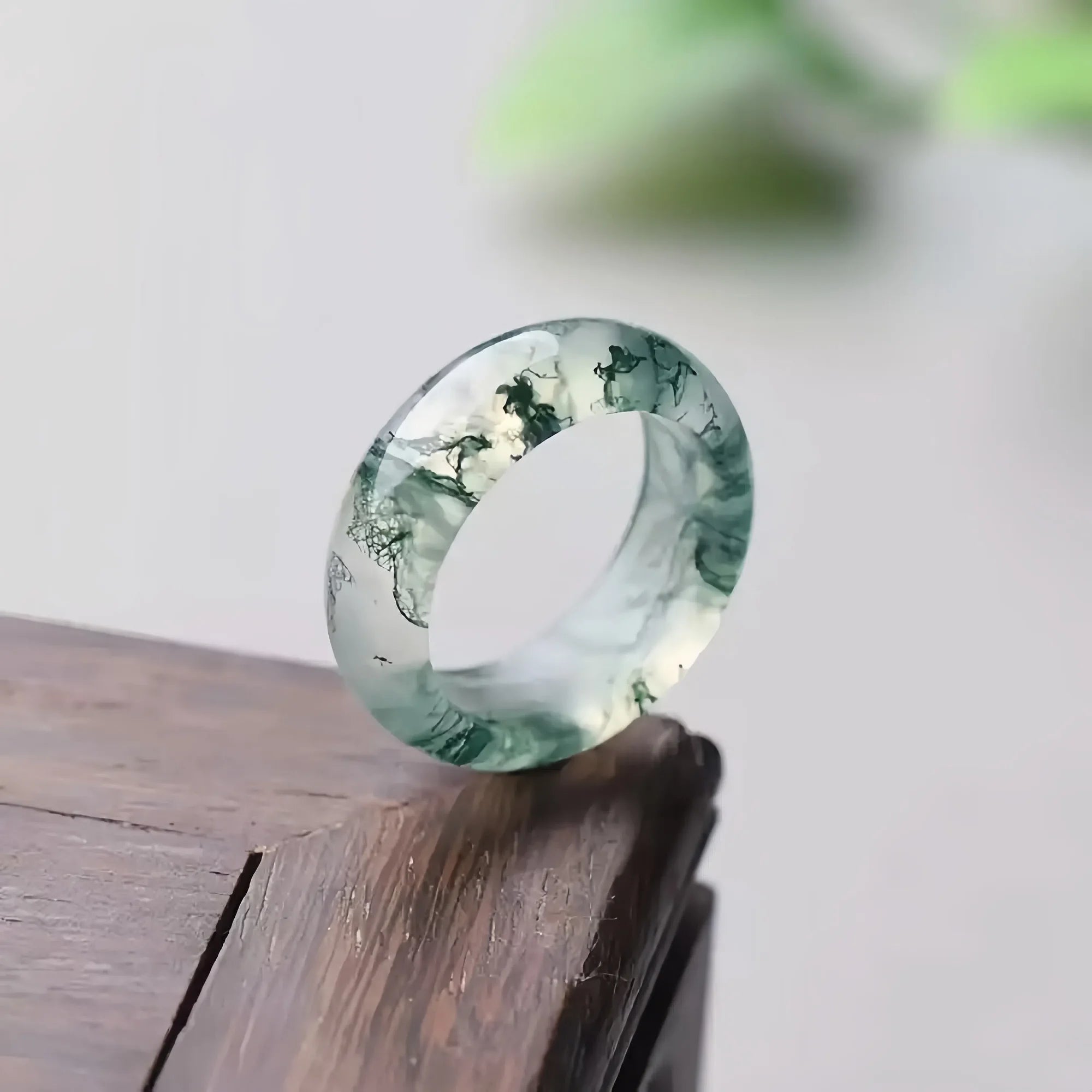 Moss Agate Jade Ring