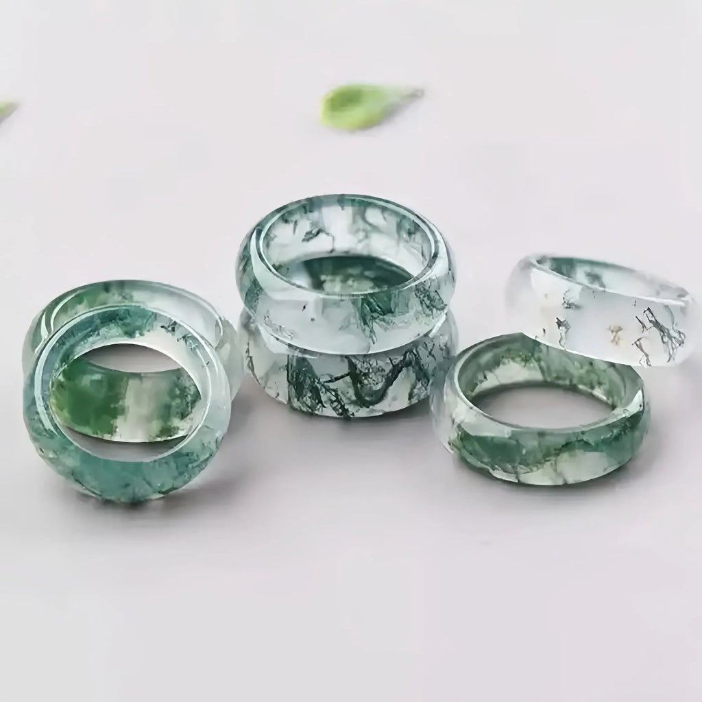 Moss Agate Jade Ring
