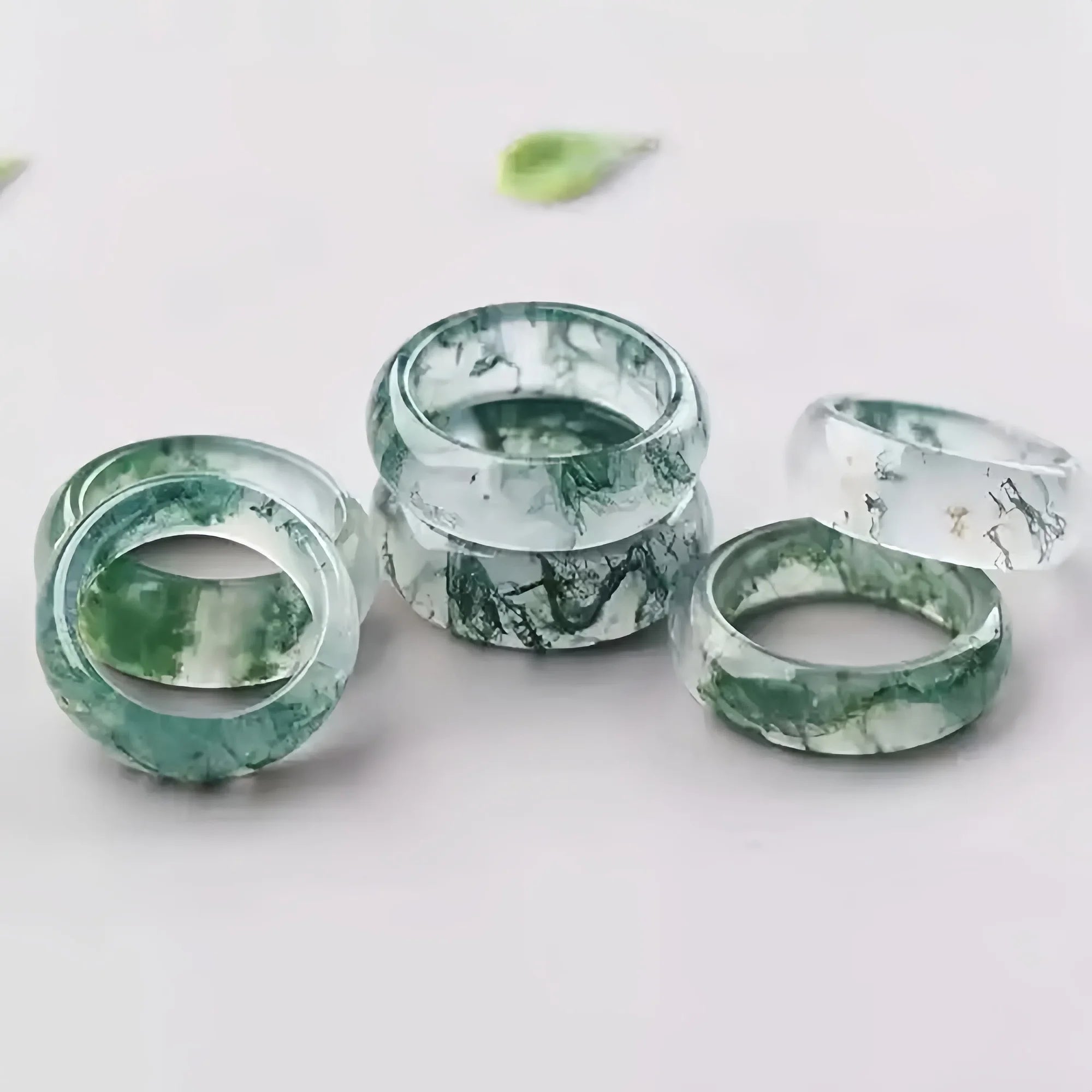 Moss Agate Jade Ring