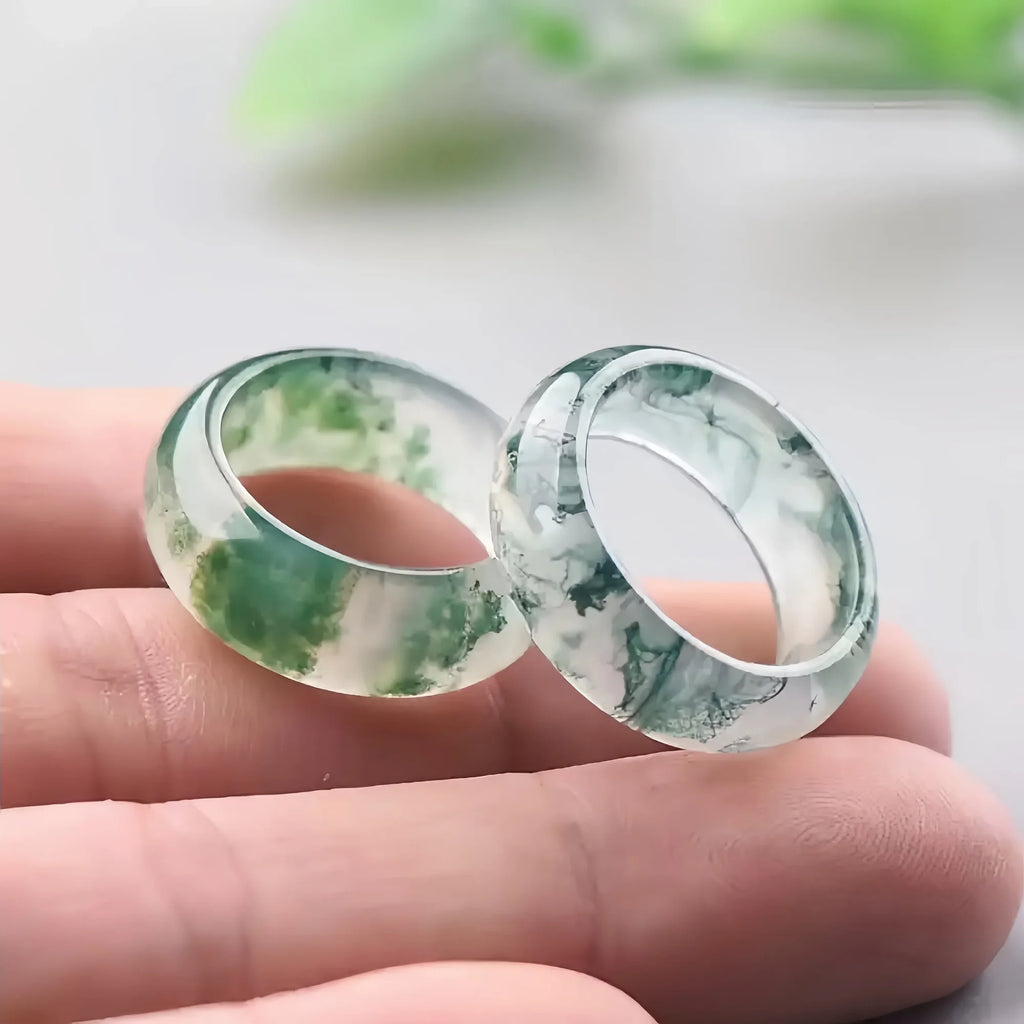 Moss Agate Jade Ring