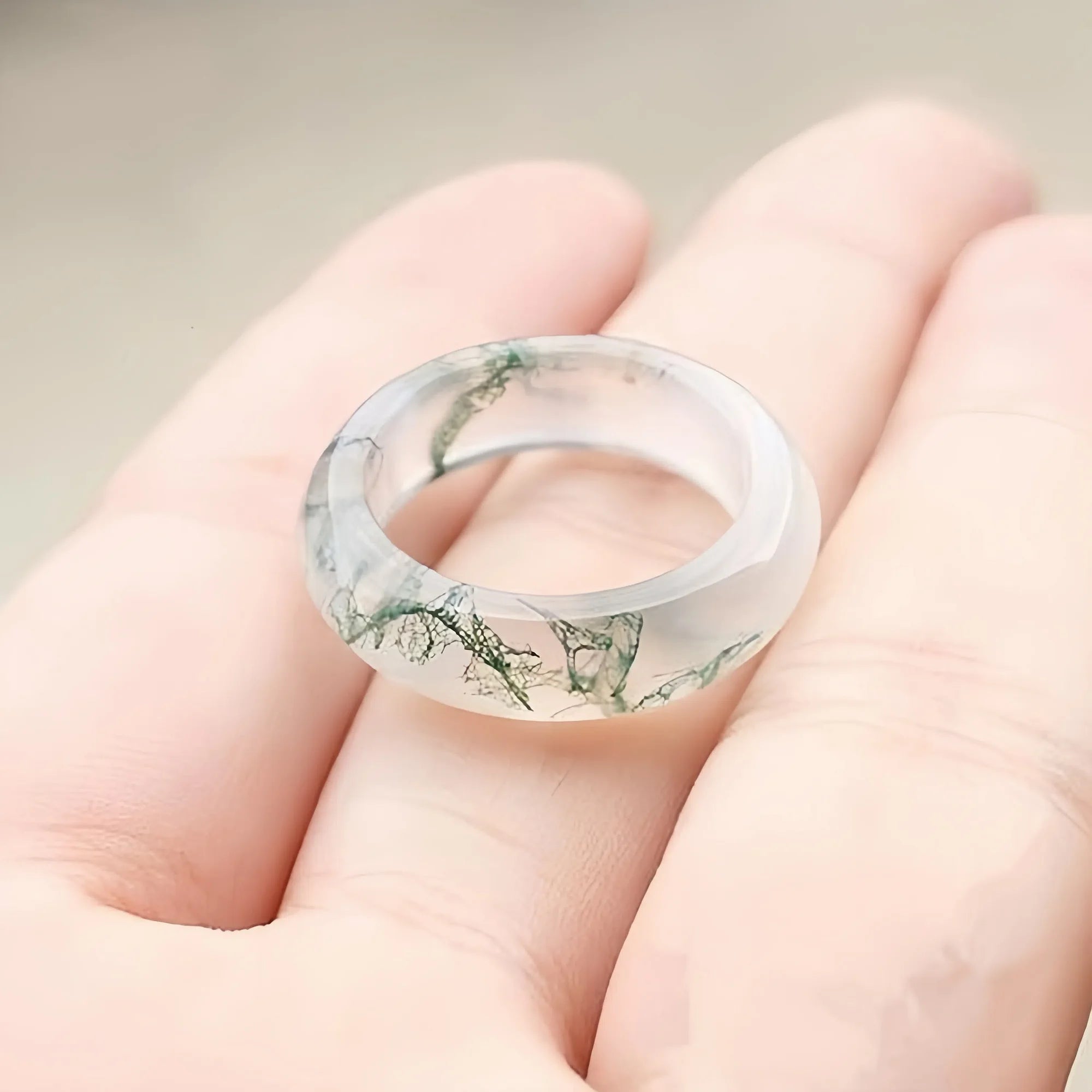 Moss Agate Jade Ring