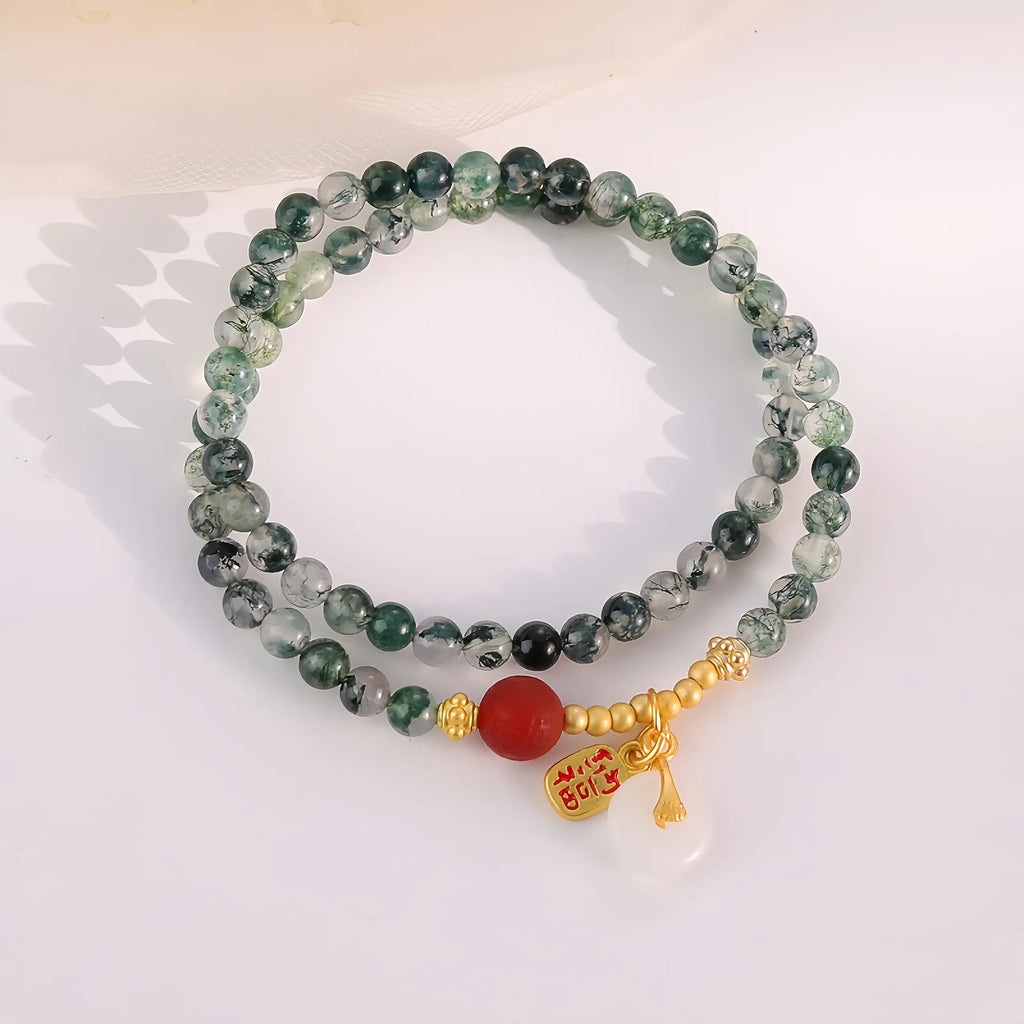 Moss Agate Multi-Strand Bracelet