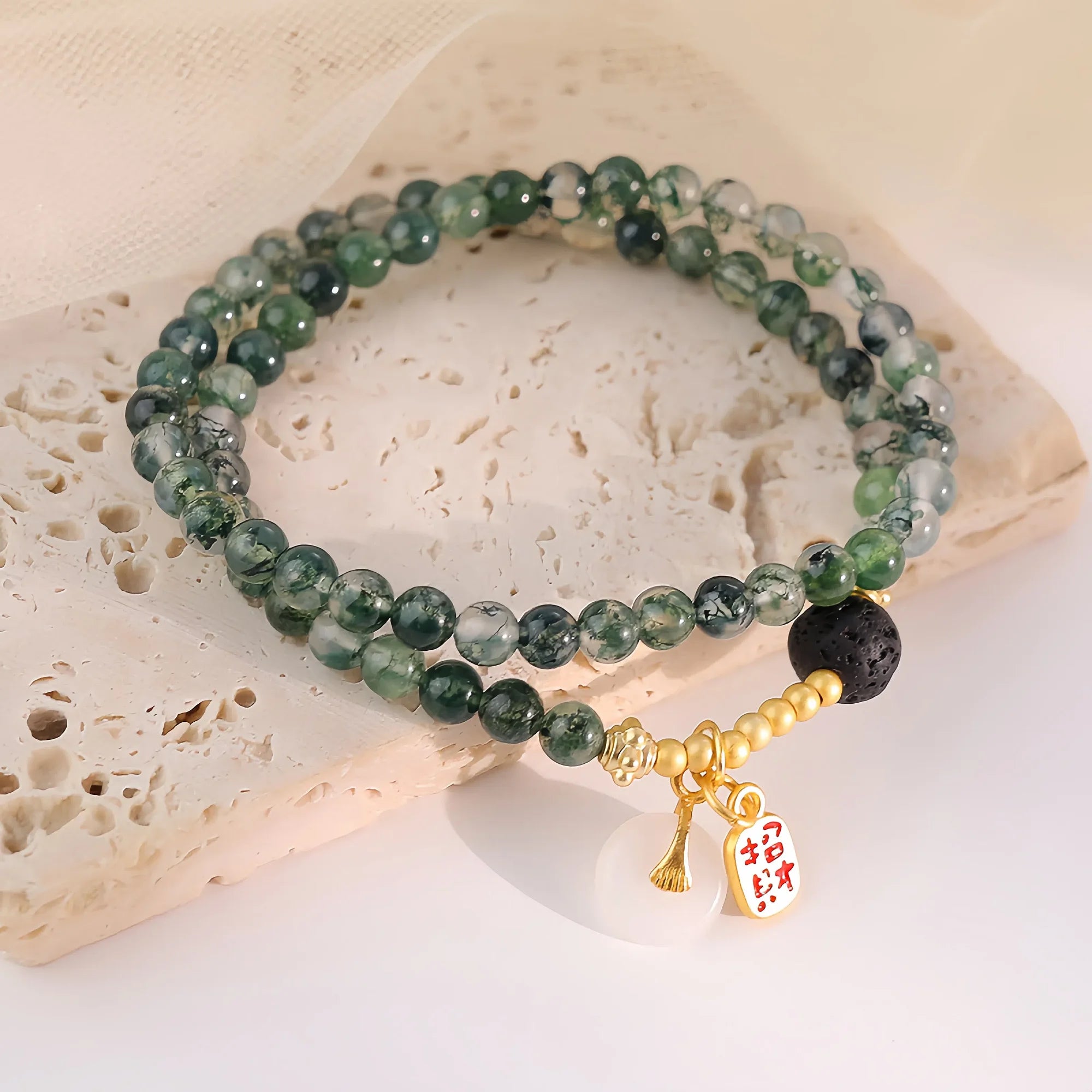 Moss Agate Multi-Strand Bracelet