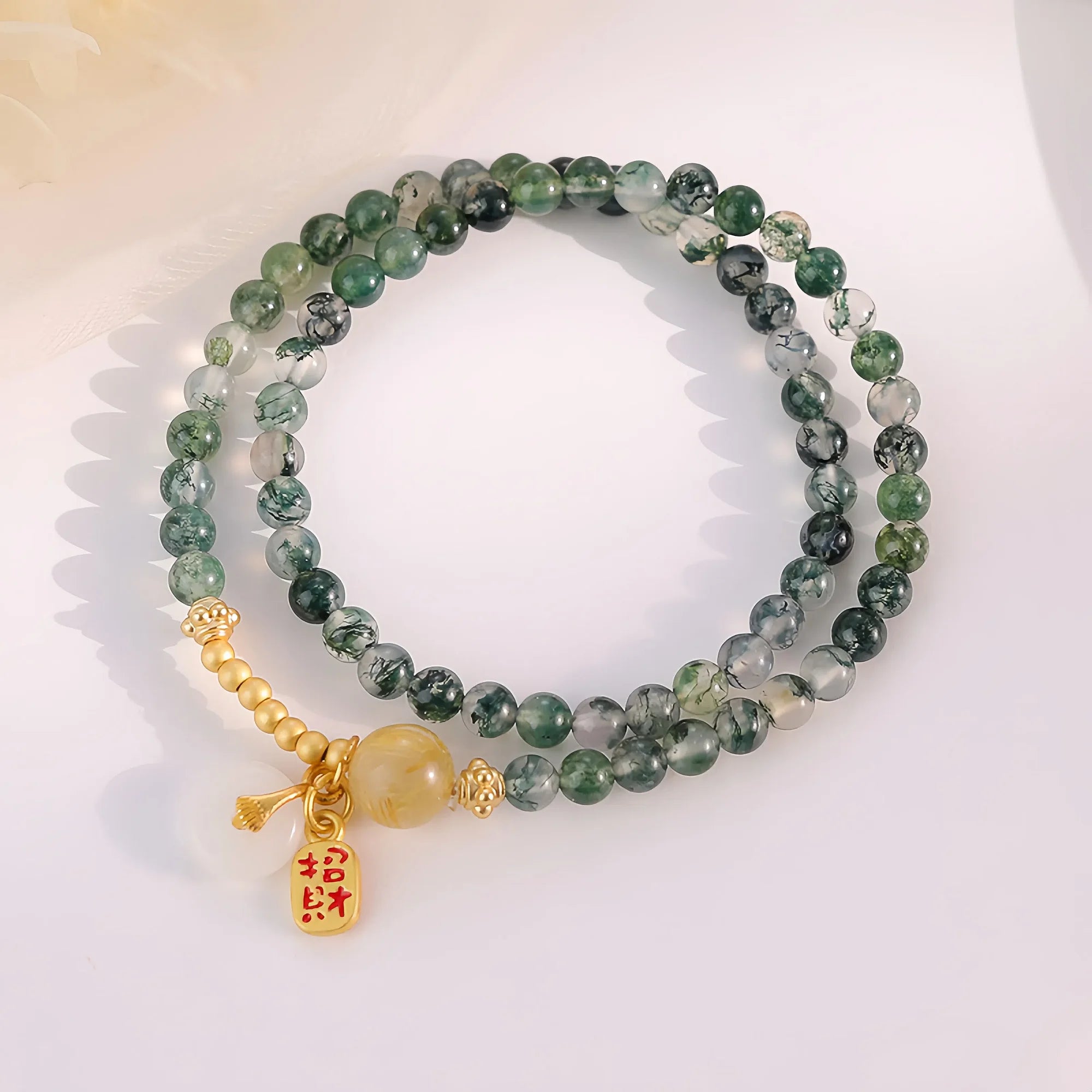 Moss Agate Multi-Strand Bracelet