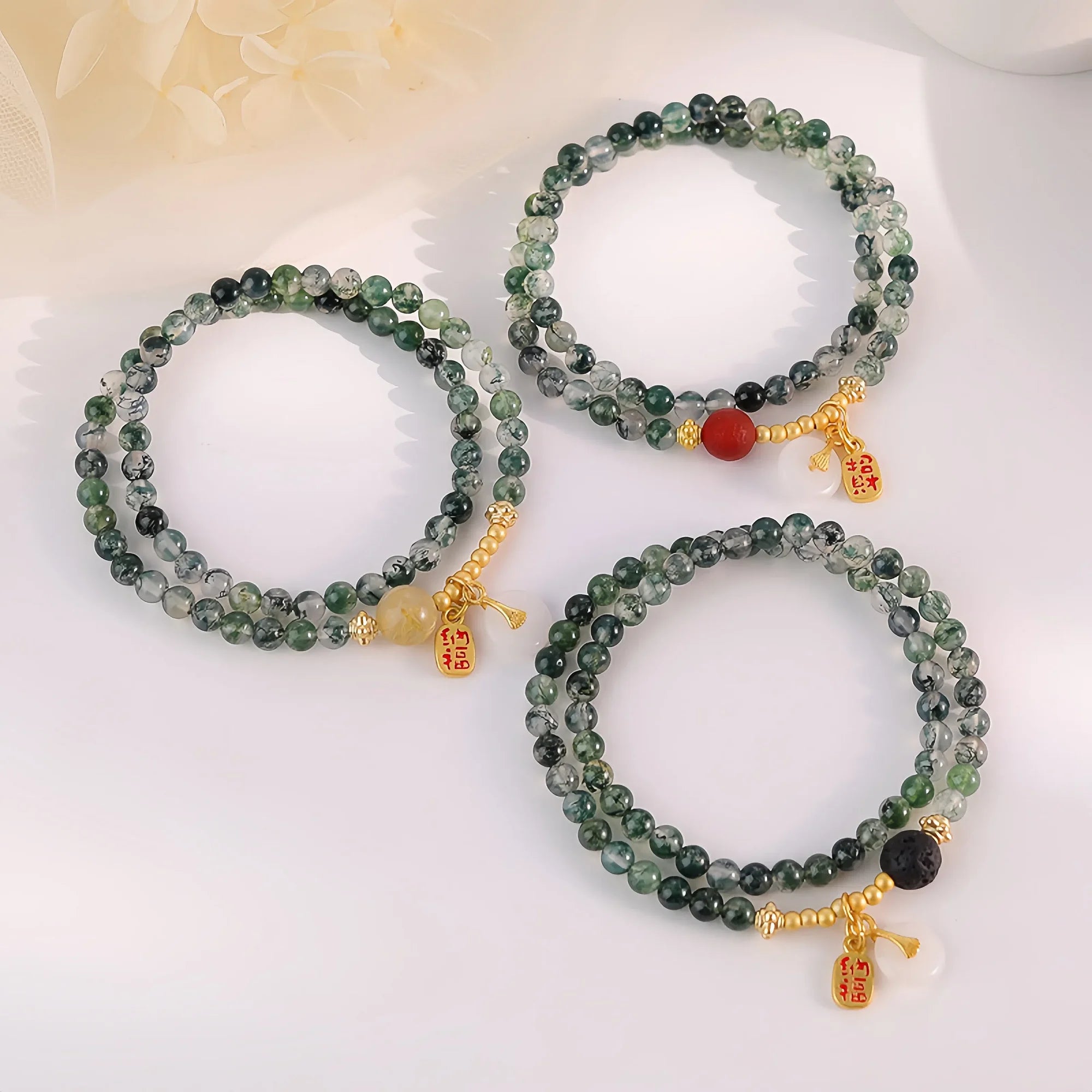 Moss Agate Multi-Strand Bracelet