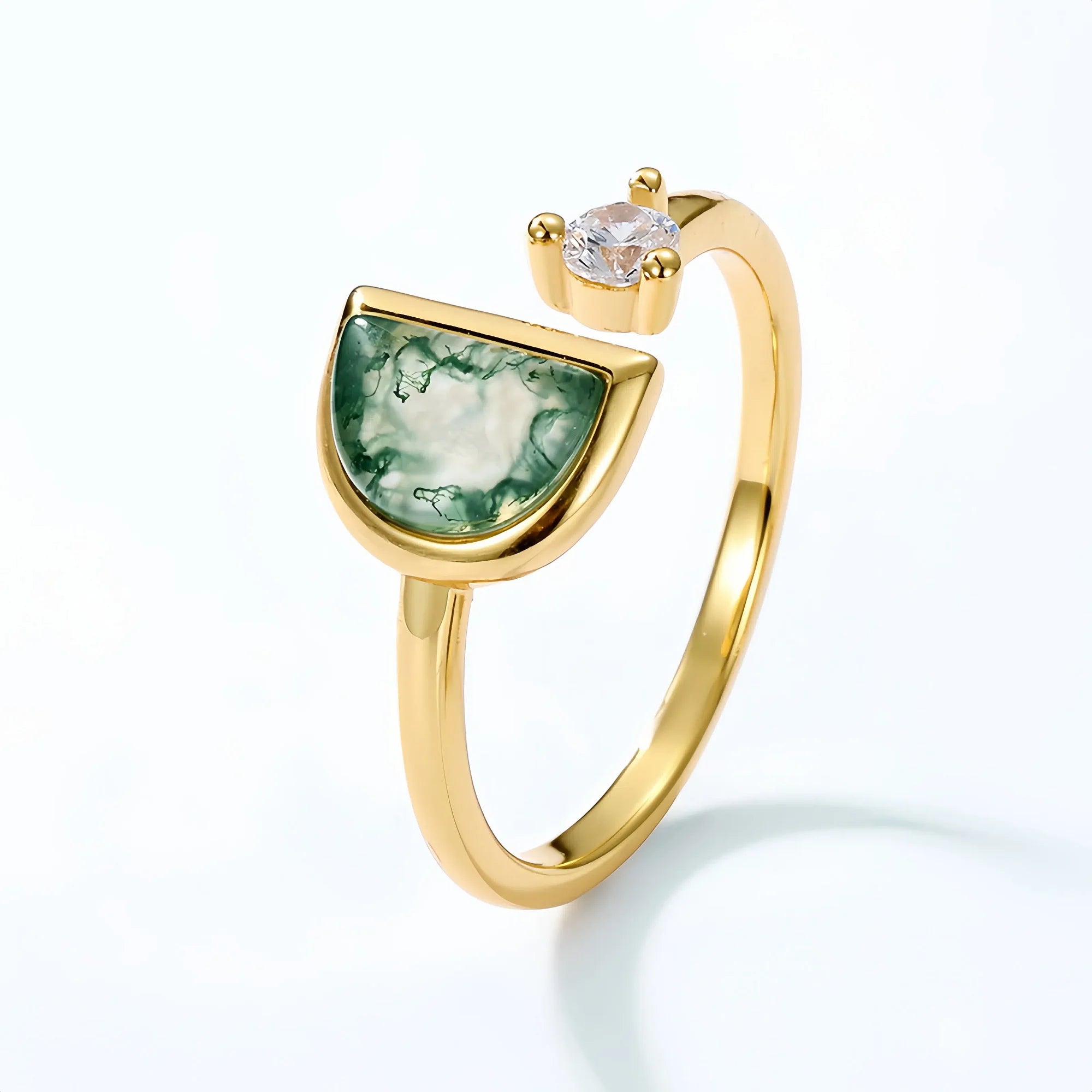 Moss Agate Open-Air Ring