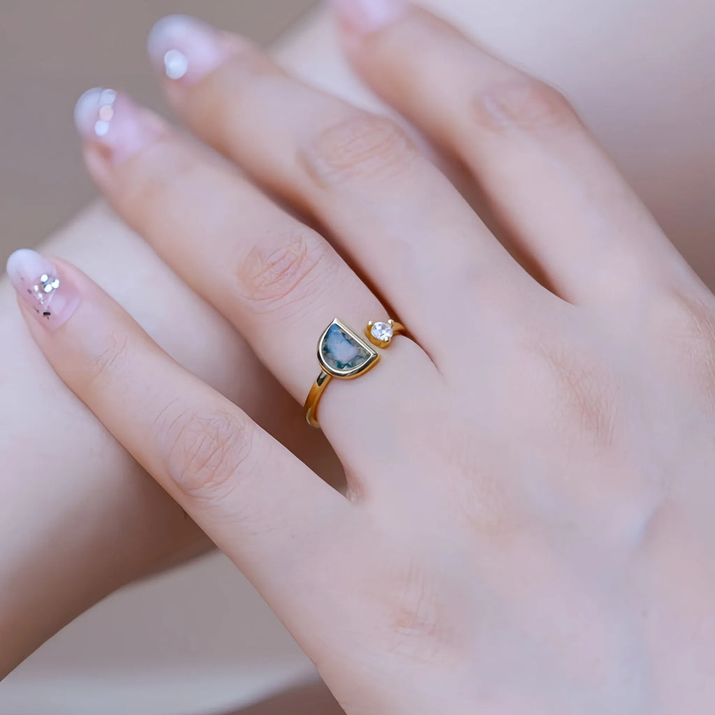 Moss Agate Open-Air Ring